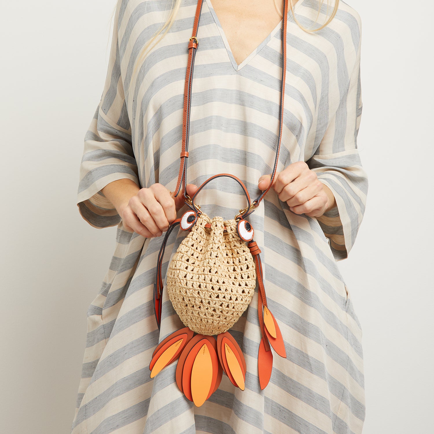 Loewe x Paula's Ibiza Fish Pouch in Raffia and Canvas