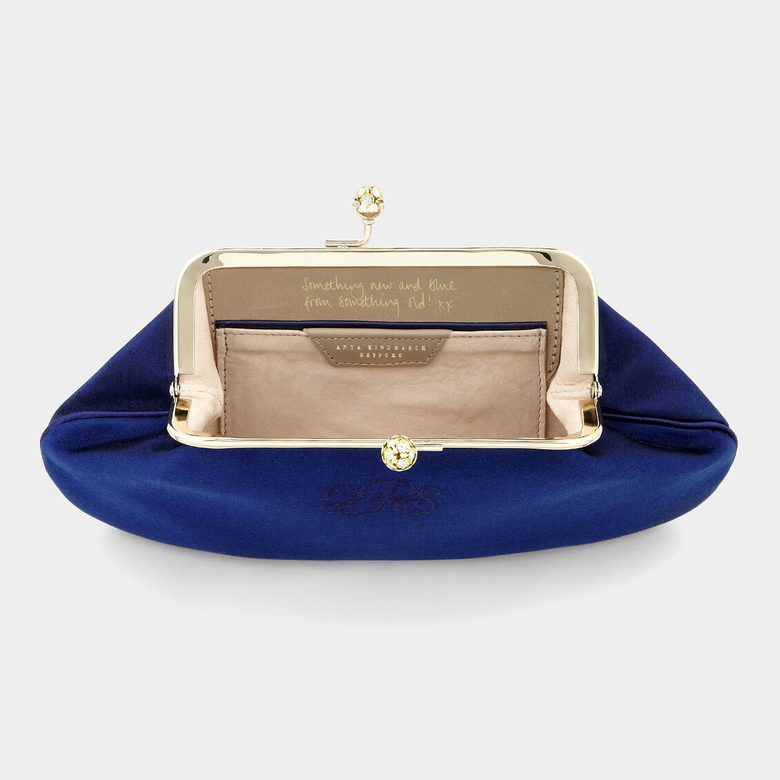 Cobalt blue store satin clutch bag