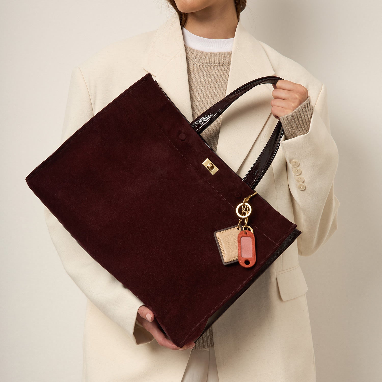 Mortimer Tote -

          
            Suede/Patent Leather in Grape -
          

          Anya Hindmarch UK
