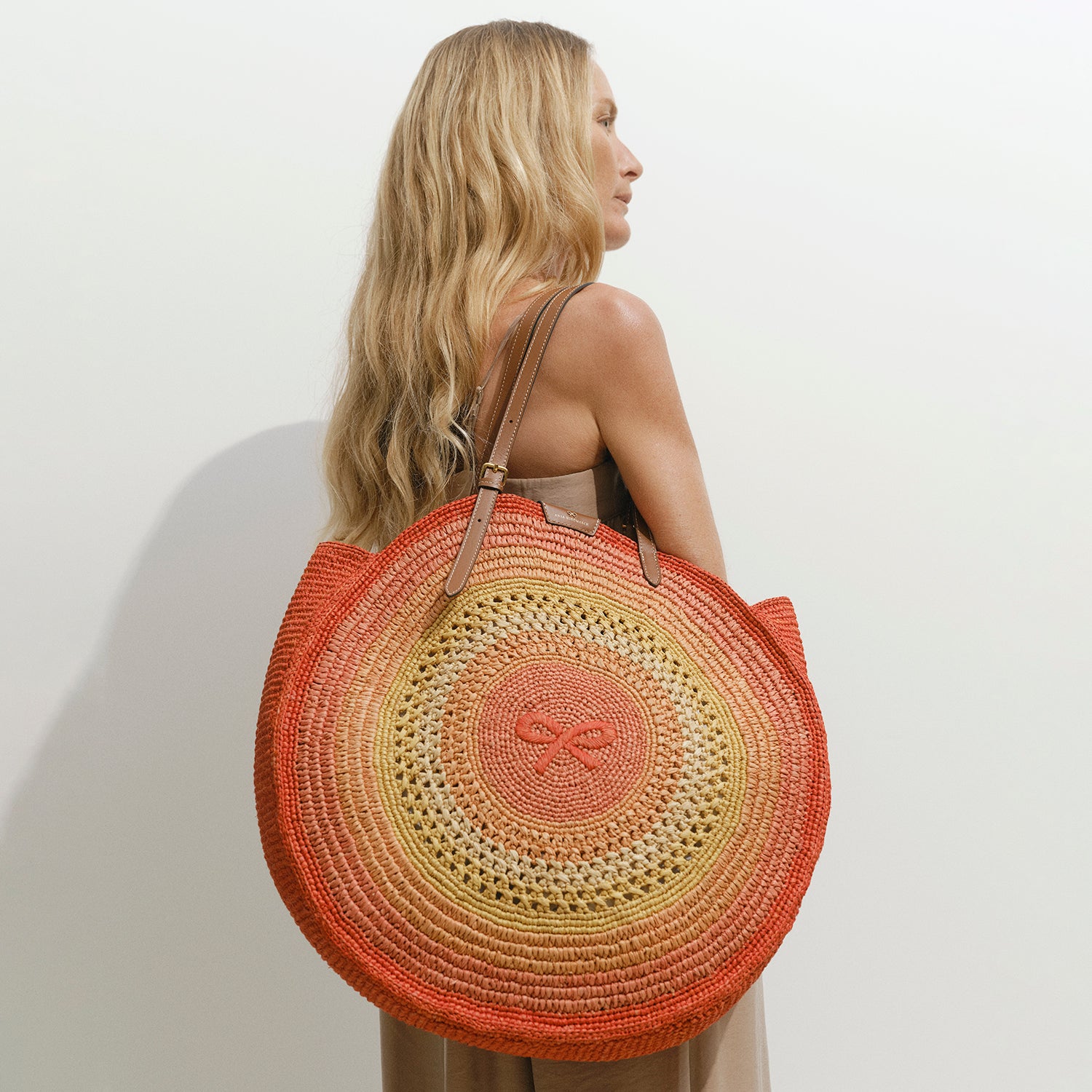 Raffia Round Bow Tote -

          
            Raffia in Orange/Multi -
          

          Anya Hindmarch UK
