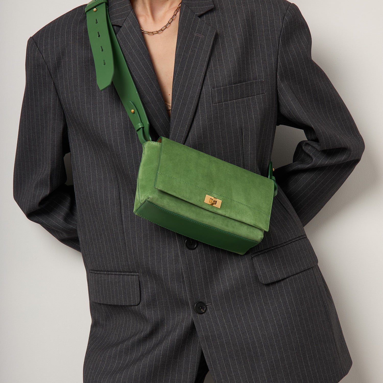 Mortimer Cross-body -

          
            Suede Leather in Pea Green -
          

          Anya Hindmarch UK
