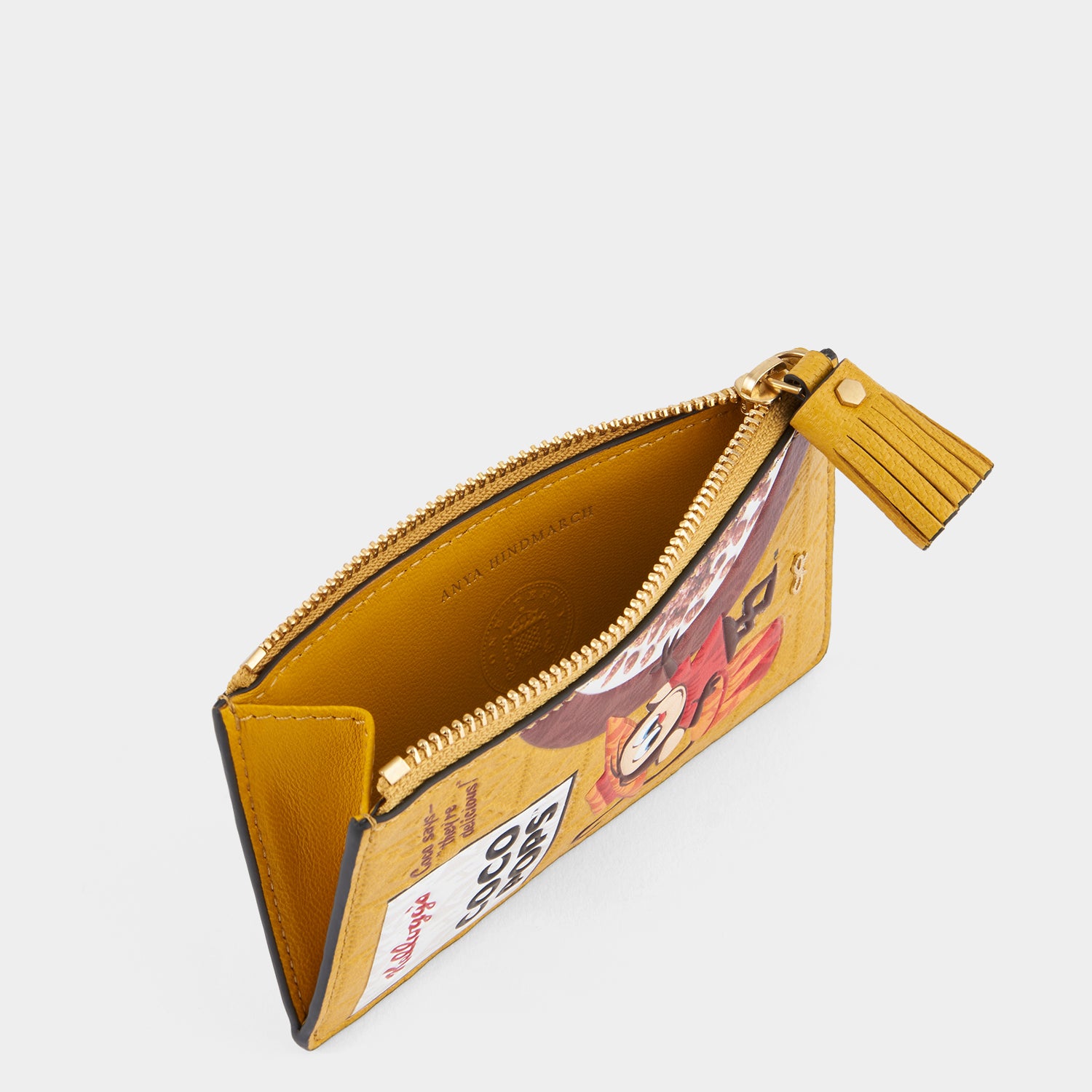 Anya Brands Coco Pops Zip Card Case -

          
            Capra Leather in Mustard -
          

          Anya Hindmarch UK
