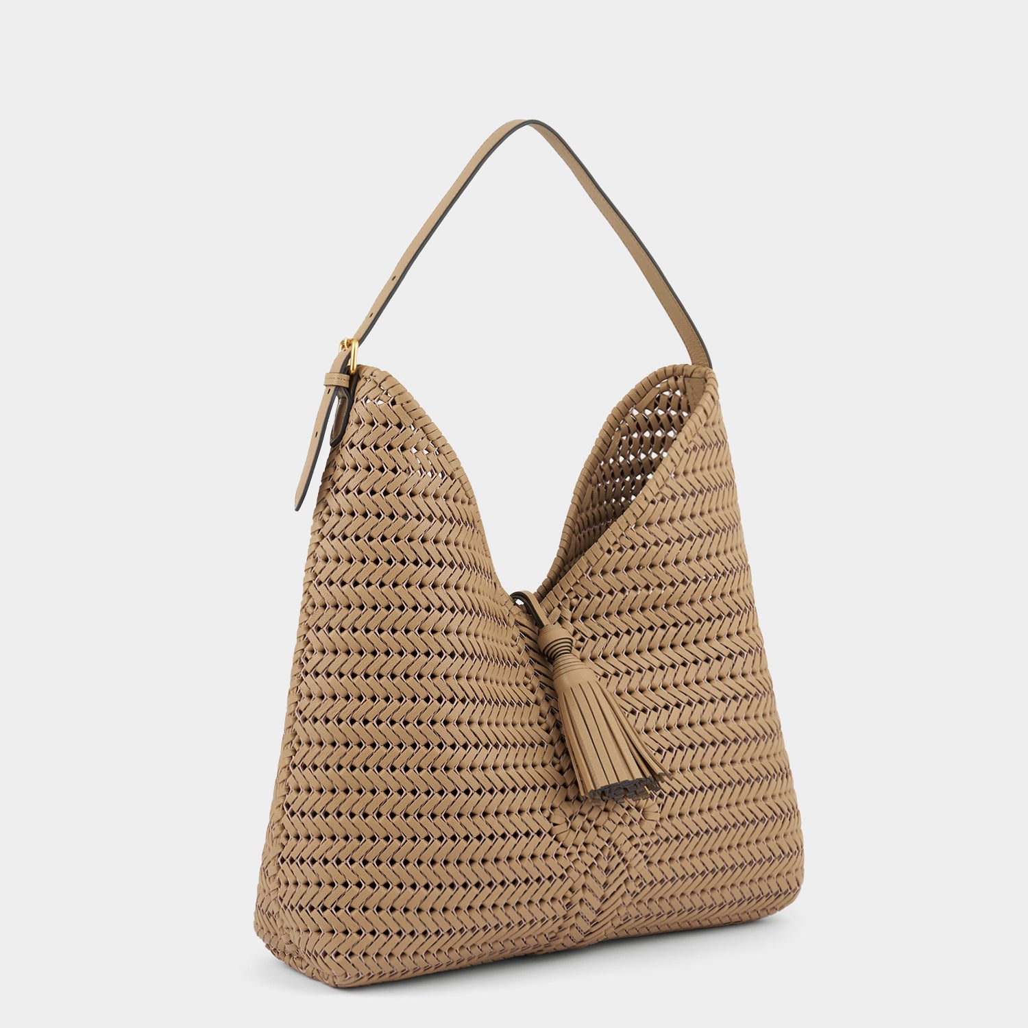 Neeson Tassel Hobo Bag -

          
            Capra Leather in Sand -
          

          Anya Hindmarch UK
