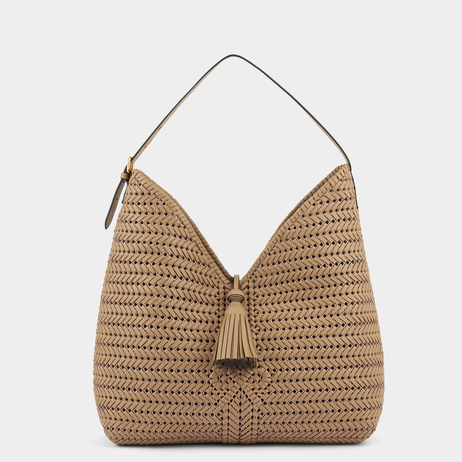 Neeson Tassel Hobo Bag -

          
            Capra Leather in Sand -
          

          Anya Hindmarch UK
