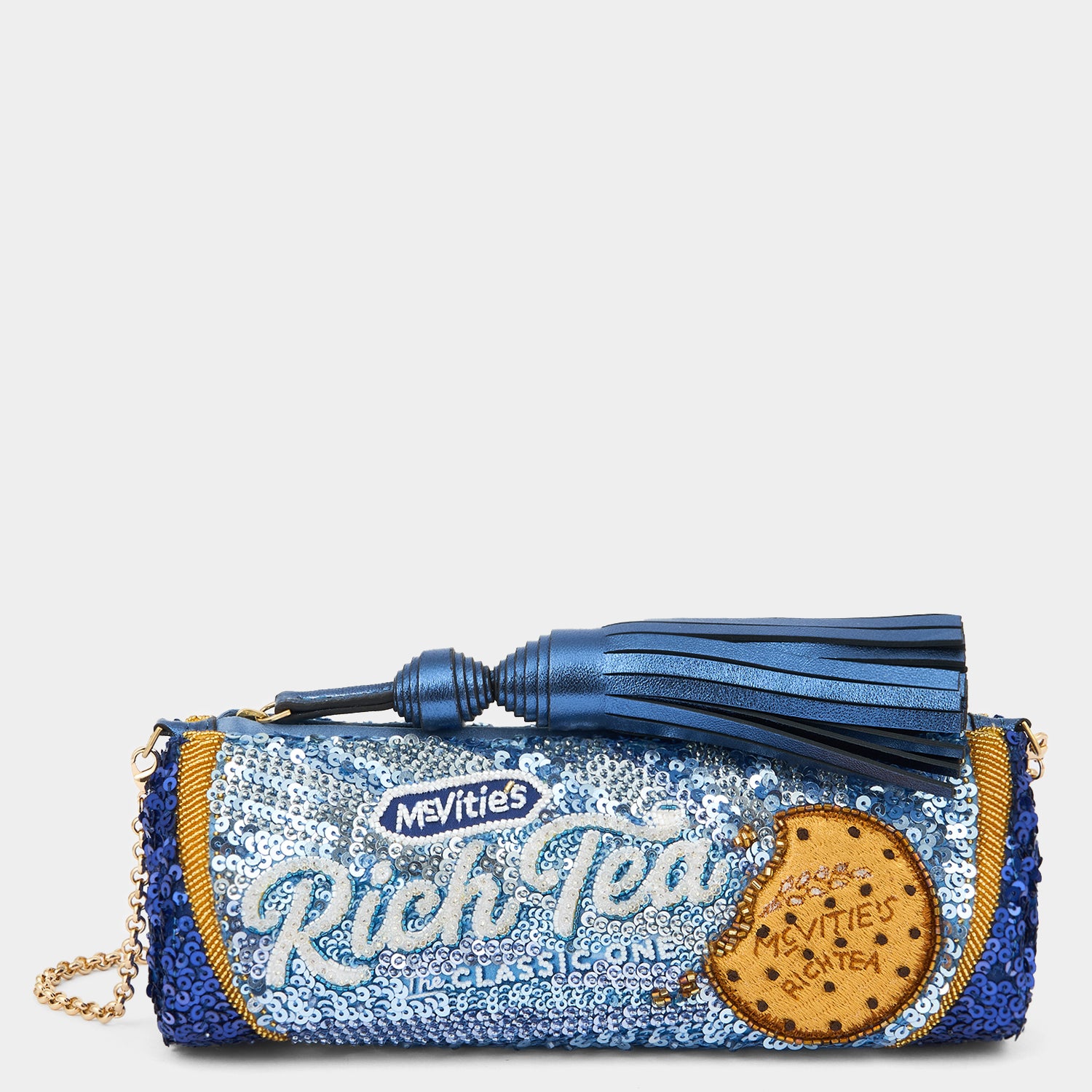 Anya Brands Rich Tea Embellished Tassel Clutch -

          
            Beads/Sequins in Blueberry -
          

          Anya Hindmarch UK
