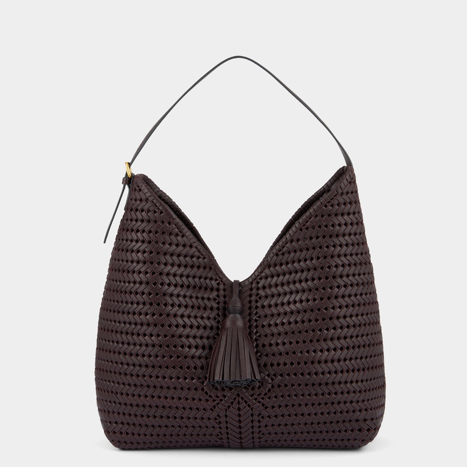 Neeson Tassel Hobo Bag -

          
            Capra Leather in Grape -
          

          Anya Hindmarch UK
