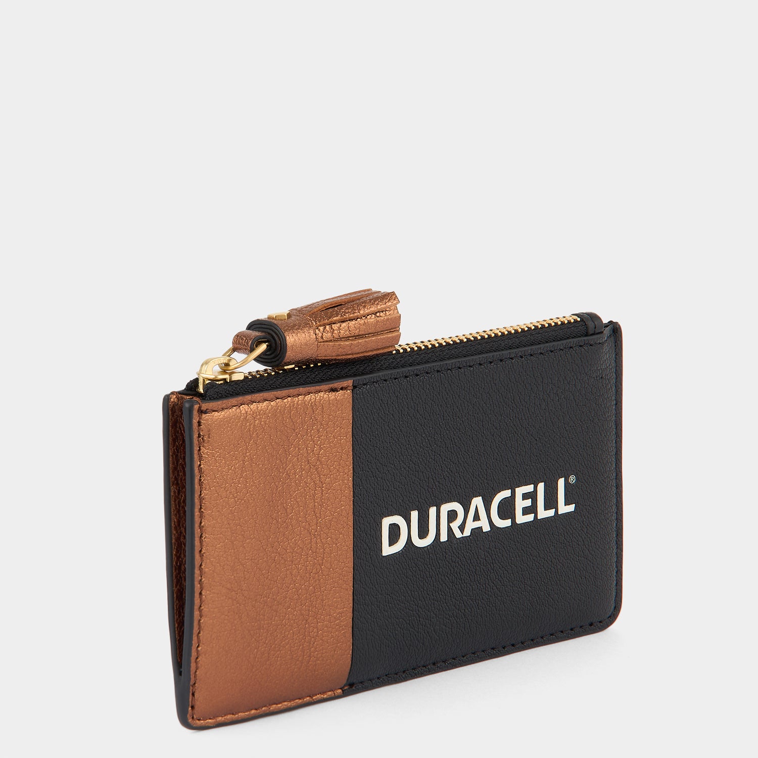 Anya Brands Duracell Zip Card Case -

          
            Capra Leather in Black/Gold -
          

          Anya Hindmarch UK
