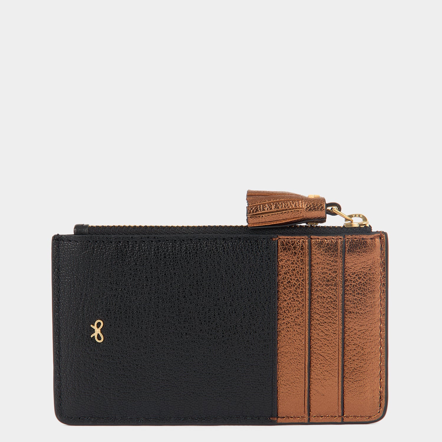 Anya Brands Duracell Zip Card Case -

          
            Capra Leather in Black/Gold -
          

          Anya Hindmarch UK
