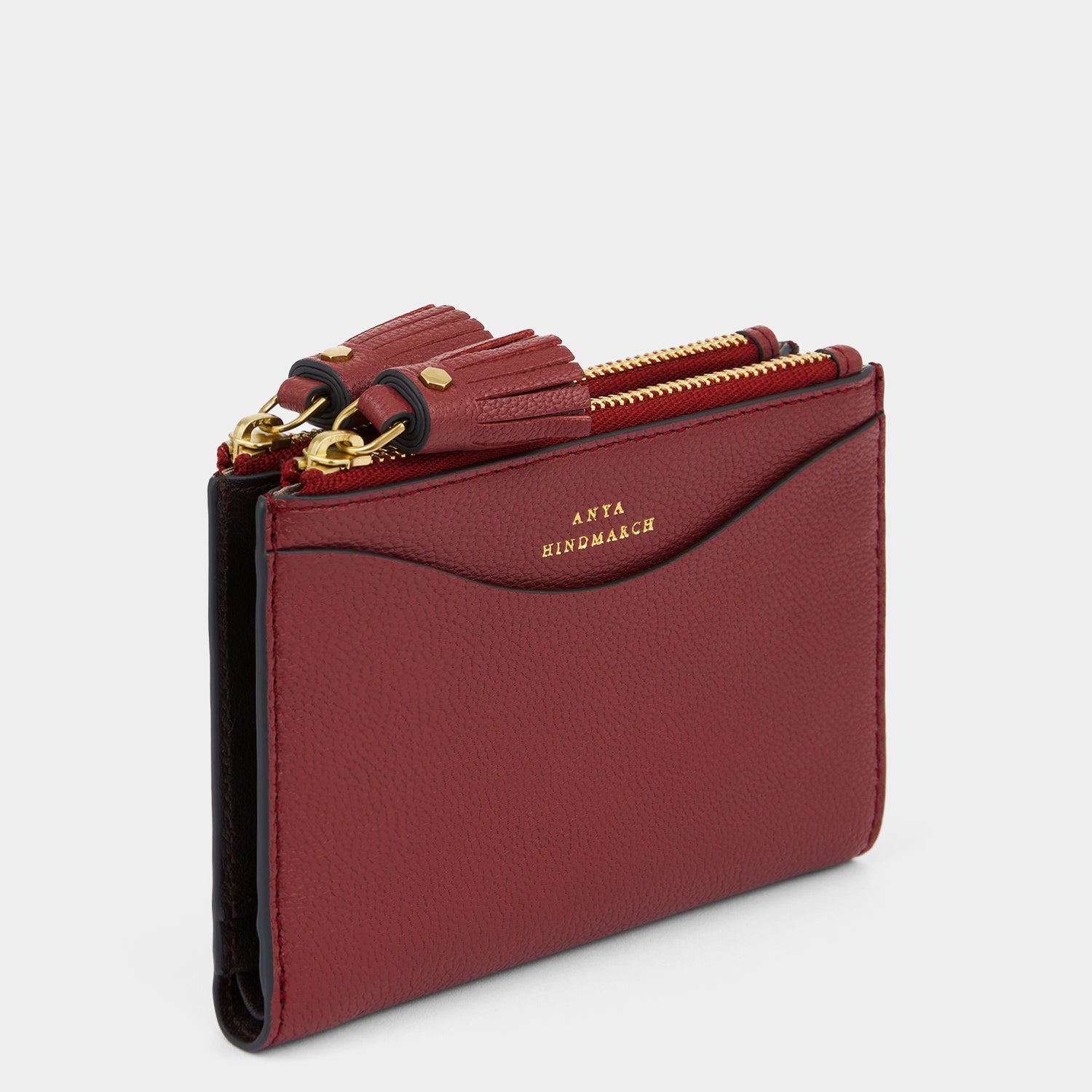 Peeping Eyes Small Double Zip Wallet -

          
            Capra Leather Damson -
          

          Anya Hindmarch UK
