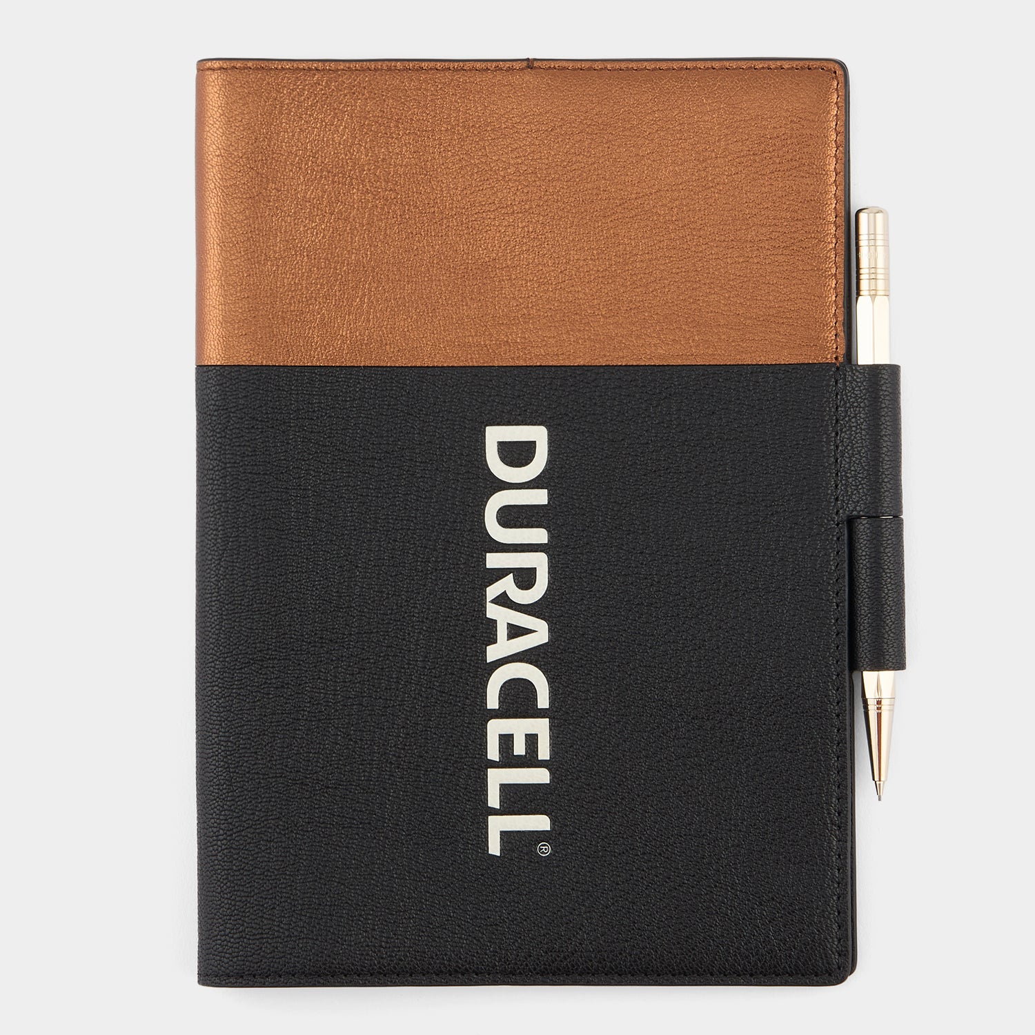 Anya Brands Duracell A5 Journal -

          
            Capra Leather in Black/Gold -
          

          Anya Hindmarch UK
