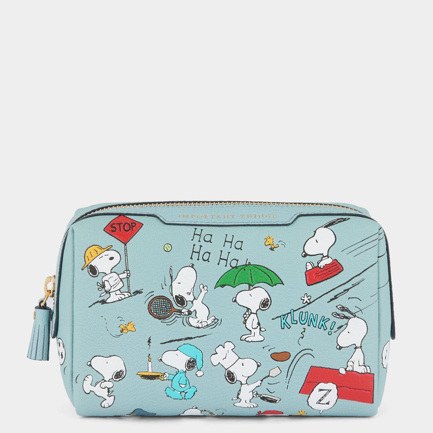 Peanuts Snoopy and Woodstock Important Things Pouch -

          
            Capra Leather in Mayan Blue -
          

          Anya Hindmarch UK
