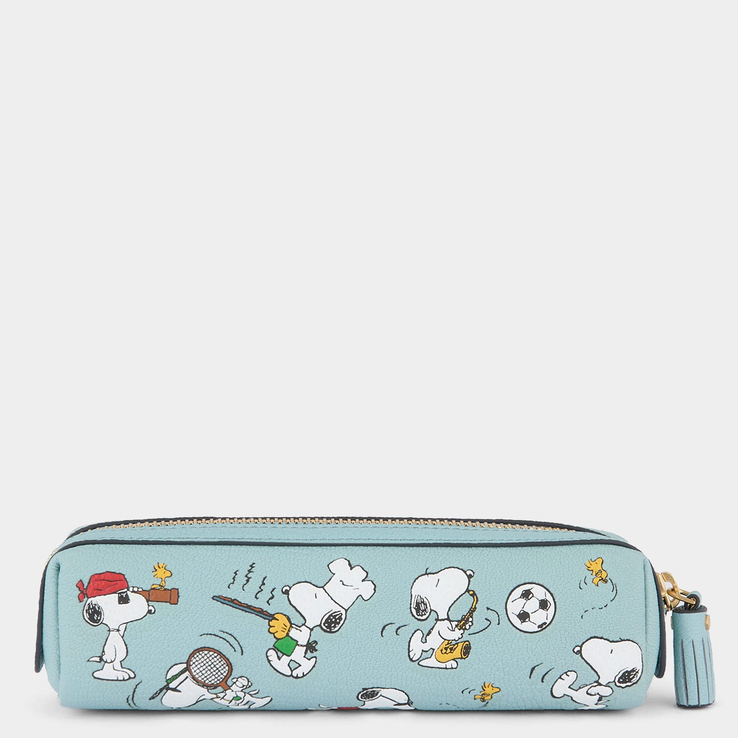 Peanuts Snoopy and Woodstock Pencil Case -

          
            Capra Leather in Mayan Blue -
          

          Anya Hindmarch UK
