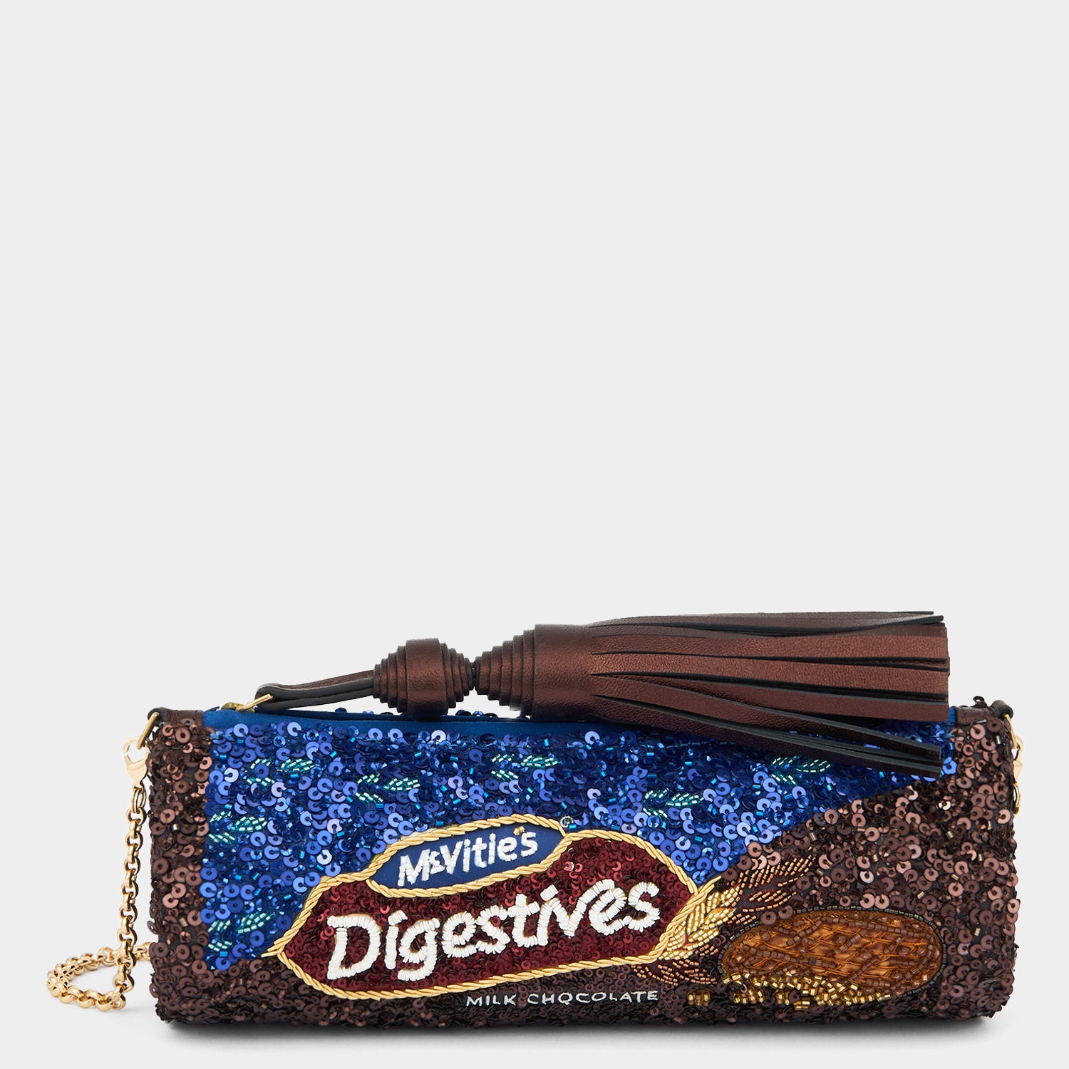 Anya Brands McVitie’s Chocolate Digestive Tassel Clutch -

          
            Beads/Sequins in Hazelnut -
          

          Anya Hindmarch UK
