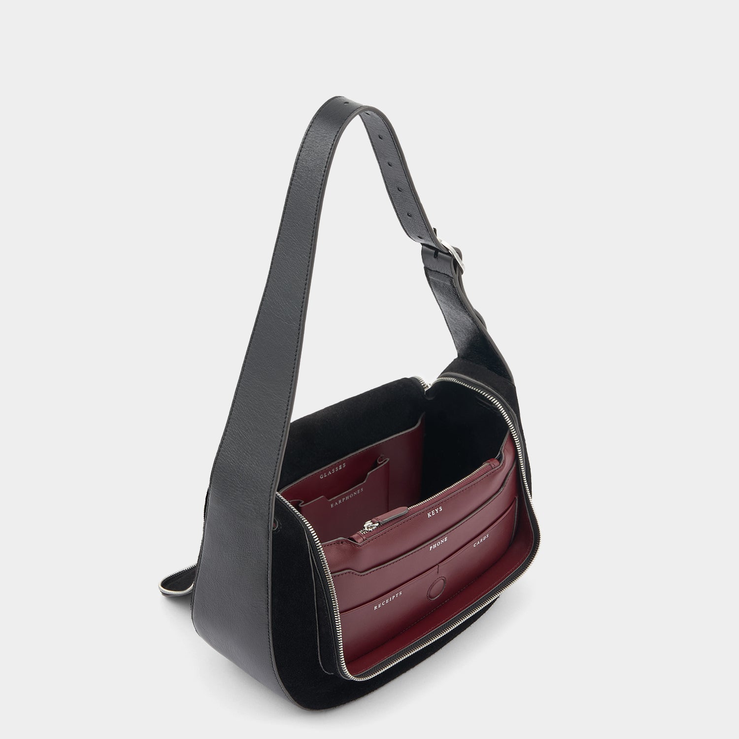 Vere Shoulder Bag -

          
            Suede/Calf Leather in Black -
          

          Anya Hindmarch UK
