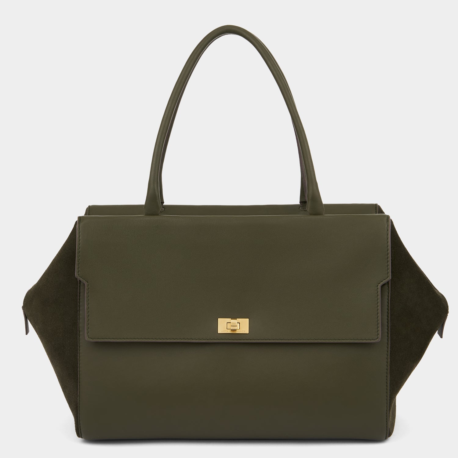 Seaton Top Handle -

          
            Calf Leather/Suede in Khaki -
          

          Anya Hindmarch UK
