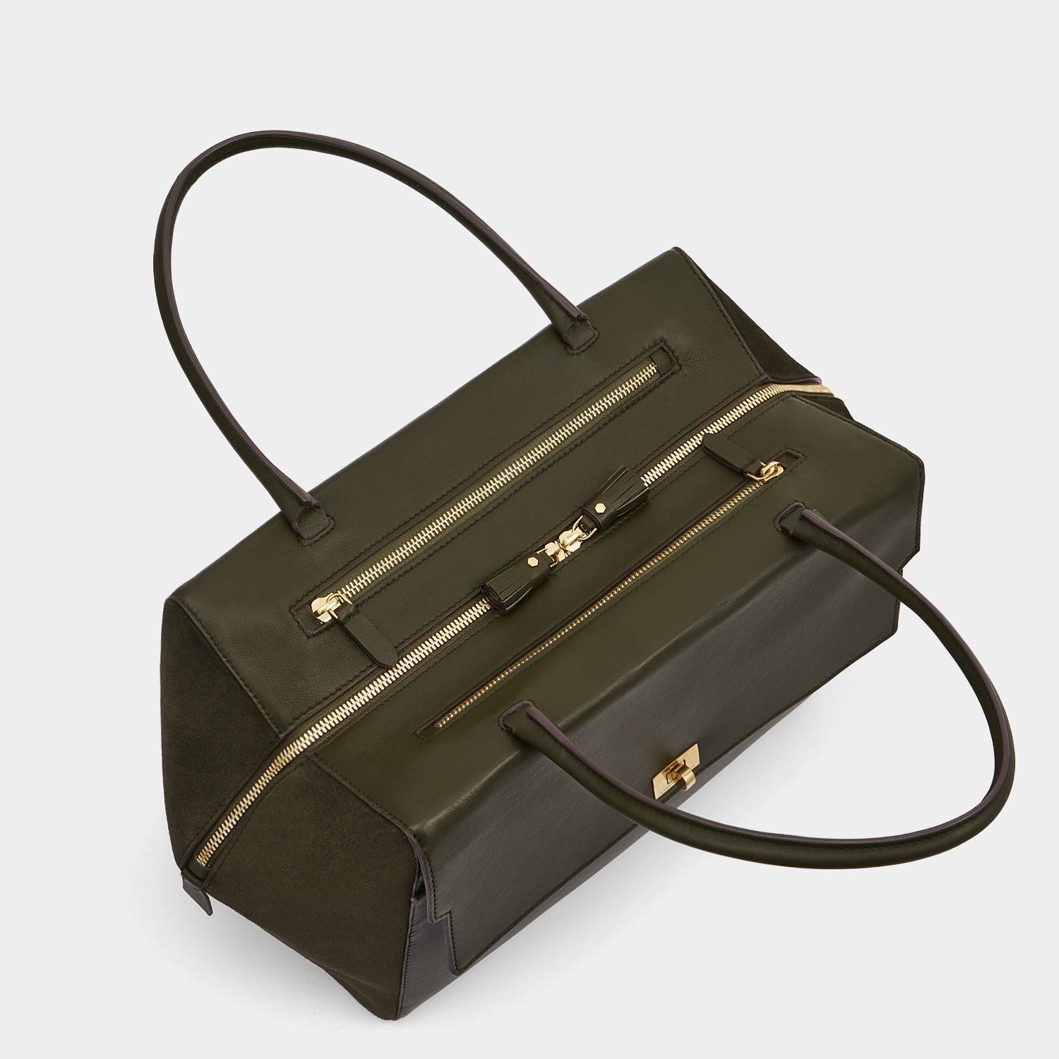 Seaton Top Handle -

          
            Calf Leather/Suede in Khaki -
          

          Anya Hindmarch UK
