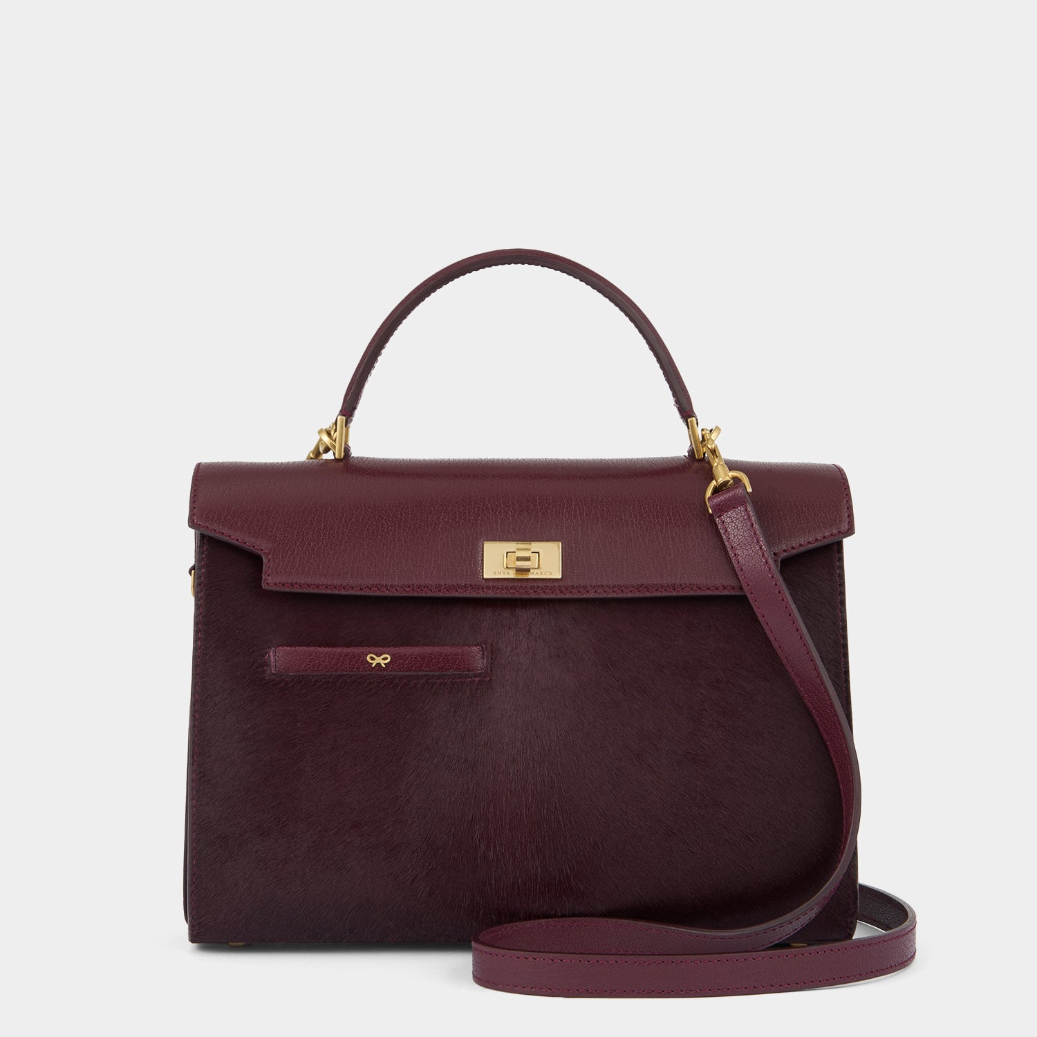 Mortimer Calf Hair Top Handle -

          
            Calf Leather in Burgundy -
          

          Anya Hindmarch UK
