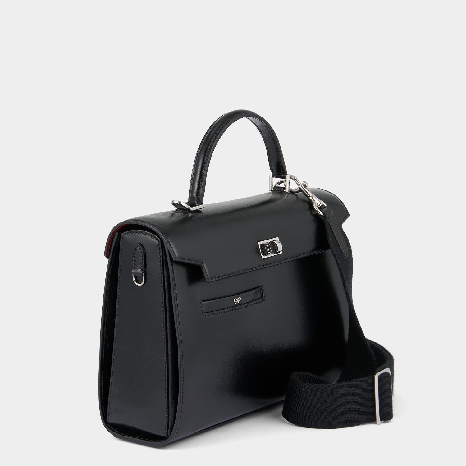 Mortimer Top Handle -

          
            Calf Leather in Glossy Black -
          

          Anya Hindmarch UK
