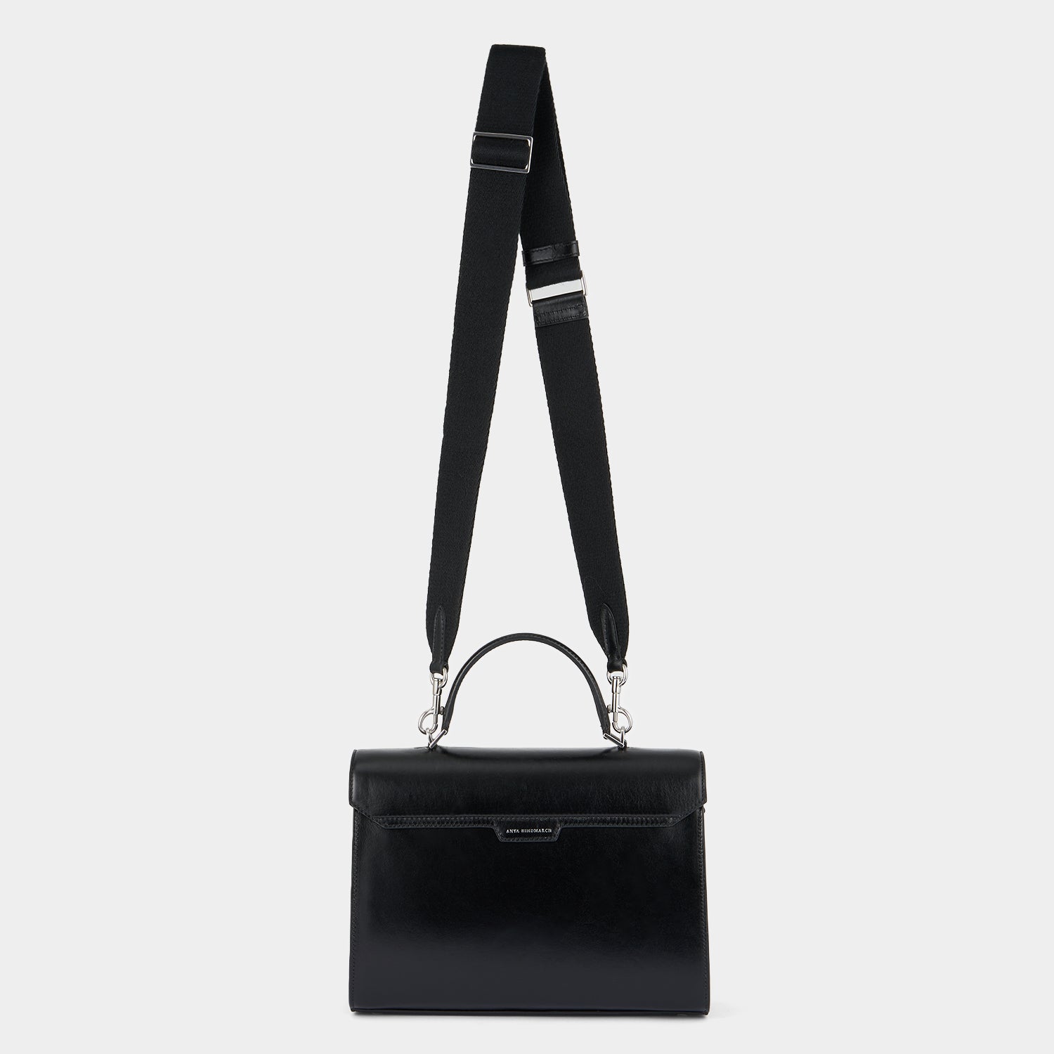 Mortimer Top Handle -

          
            Calf Leather in Glossy Black -
          

          Anya Hindmarch UK
