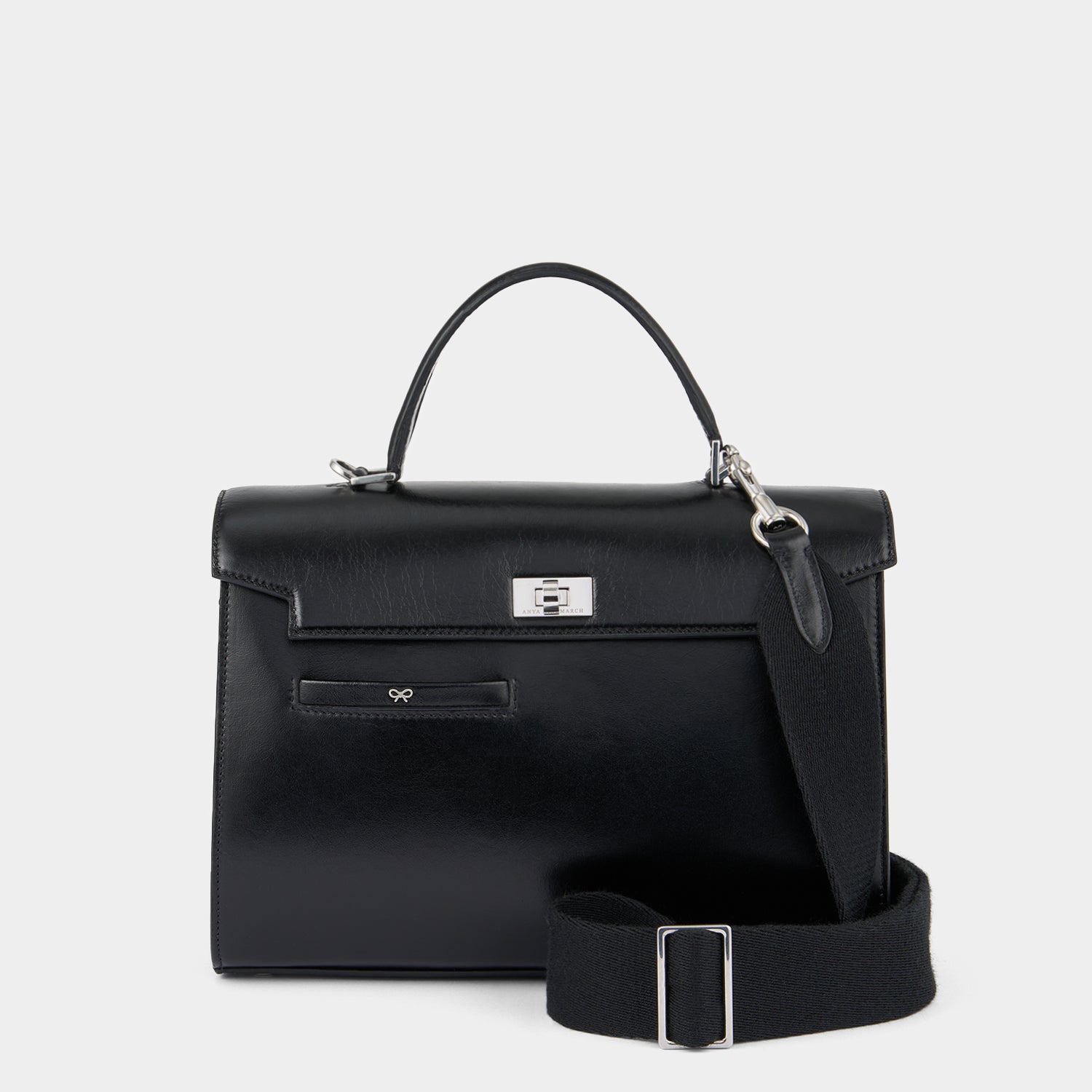 Mortimer Top Handle -

          
            Calf Leather in Glossy Black -
          

          Anya Hindmarch UK
