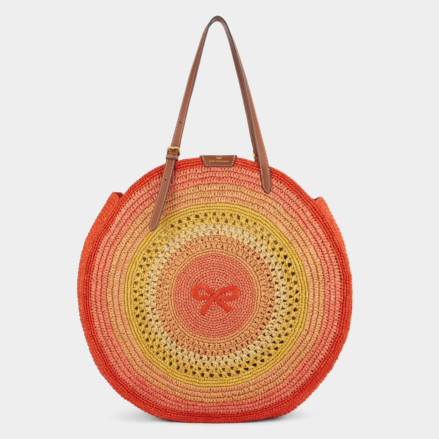 Raffia Round Bow Tote -

          
            Raffia in Orange/Multi -
          

          Anya Hindmarch UK
