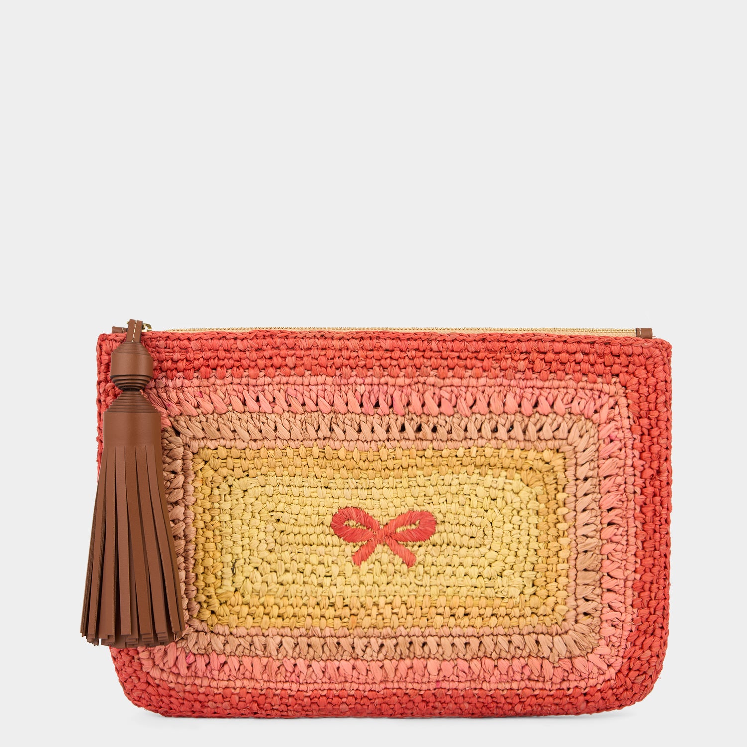 Raffia Tassel Bow Clutch -

          
            Raffia in Orange/Multi -
          

          Anya Hindmarch UK
