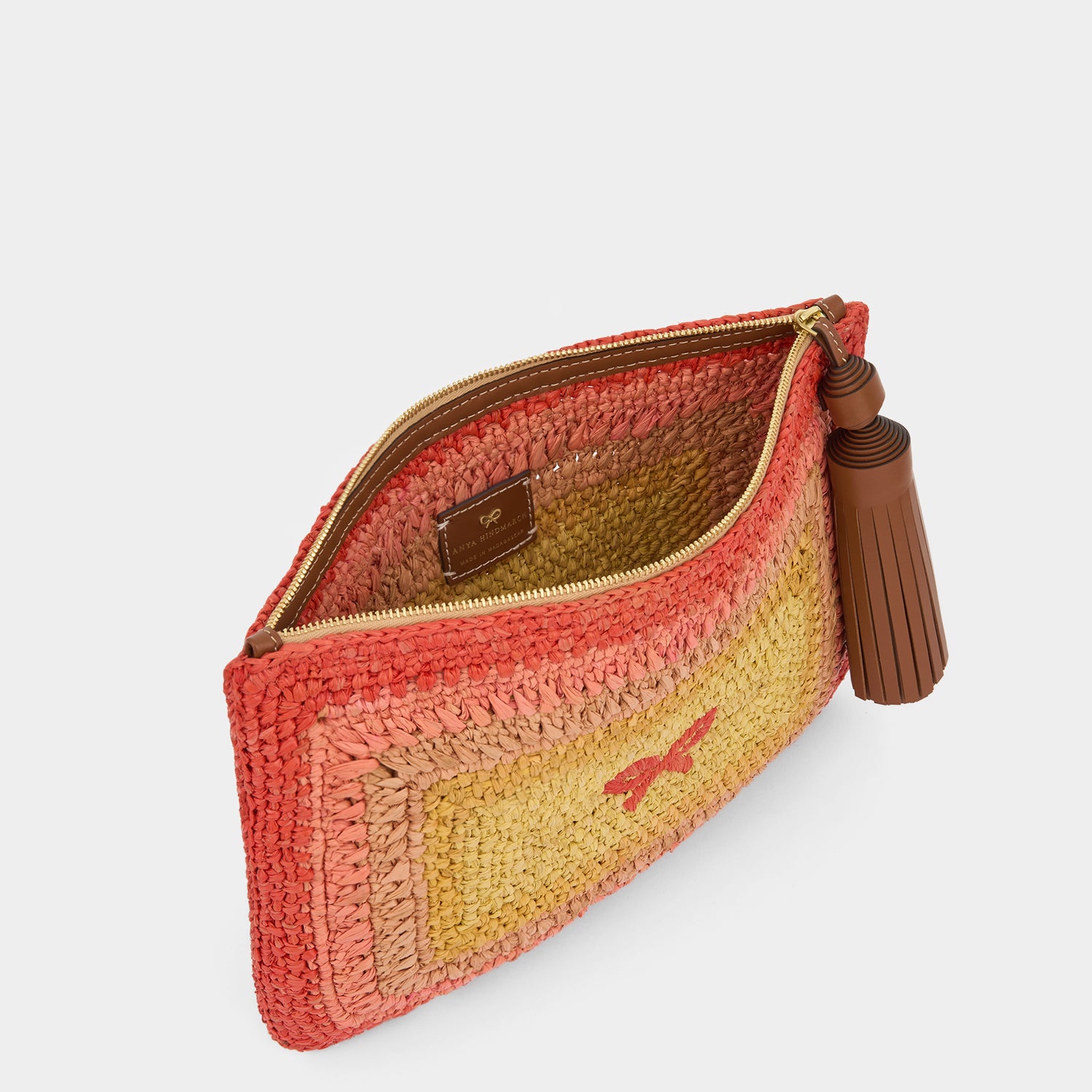 Raffia Tassel Bow Clutch -

          
            Raffia in Orange/Multi -
          

          Anya Hindmarch UK
