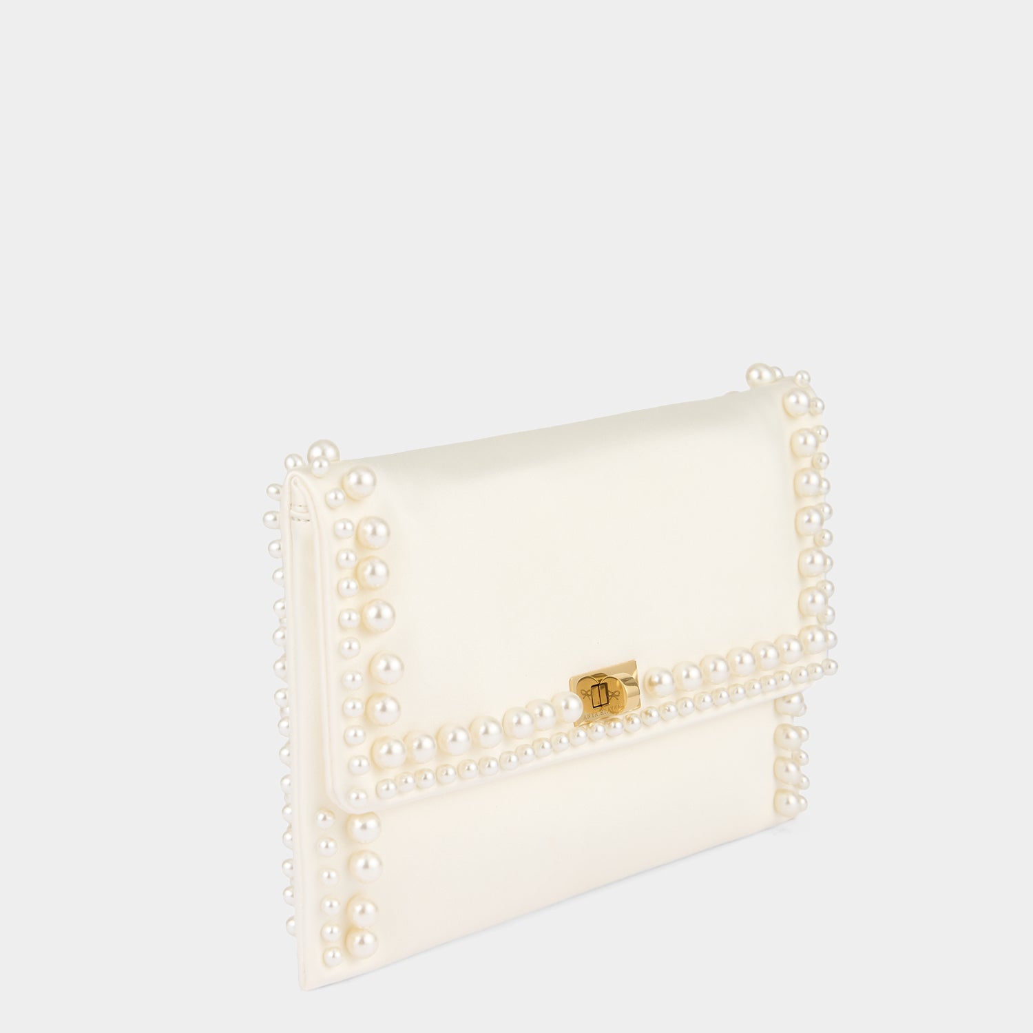 Valorie Pearls Clutch -

          
            Satin/Suede Leather in Ivory -
          

          Anya Hindmarch UK
