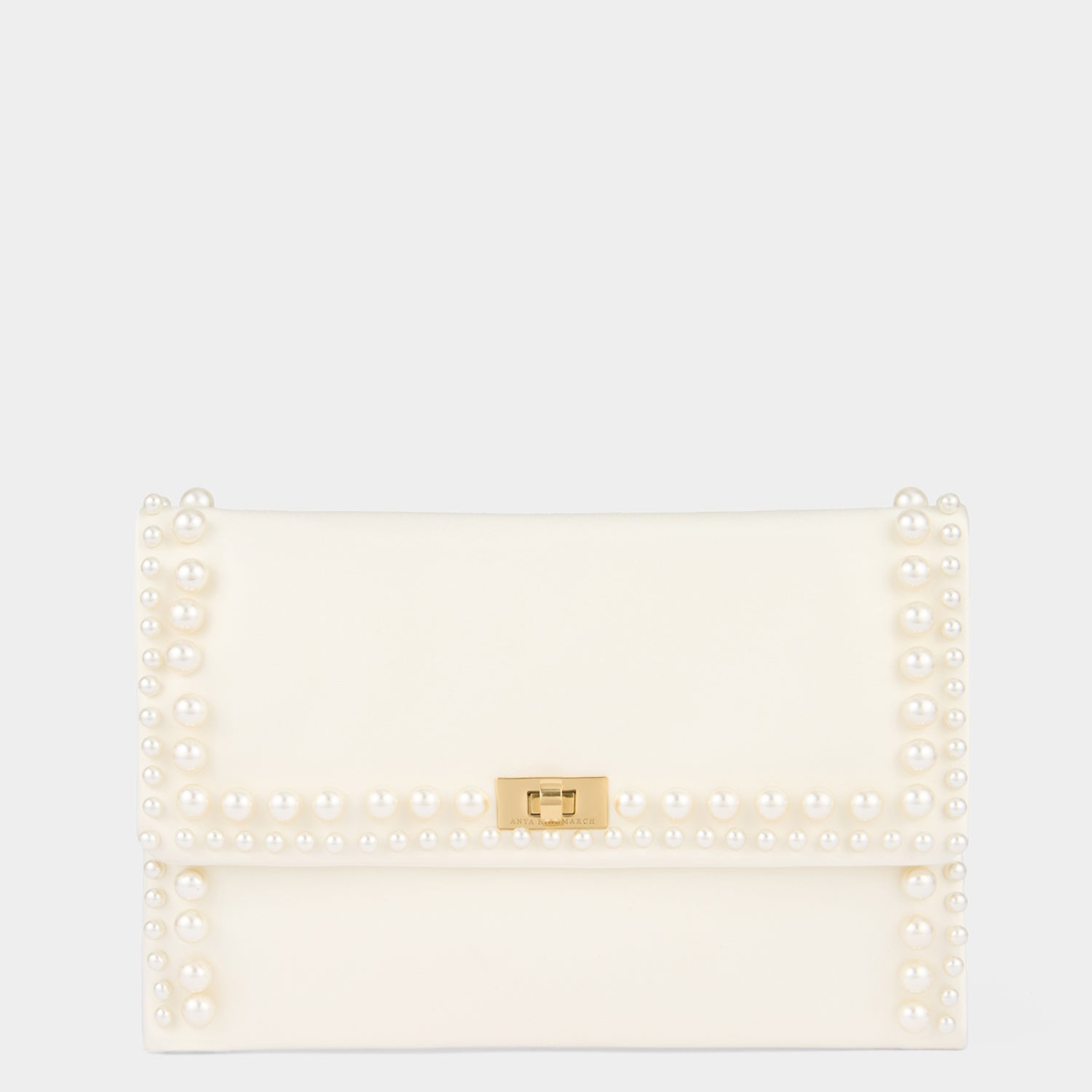 Valorie Pearls Clutch -

          
            Satin/Suede Leather in Ivory -
          

          Anya Hindmarch UK
