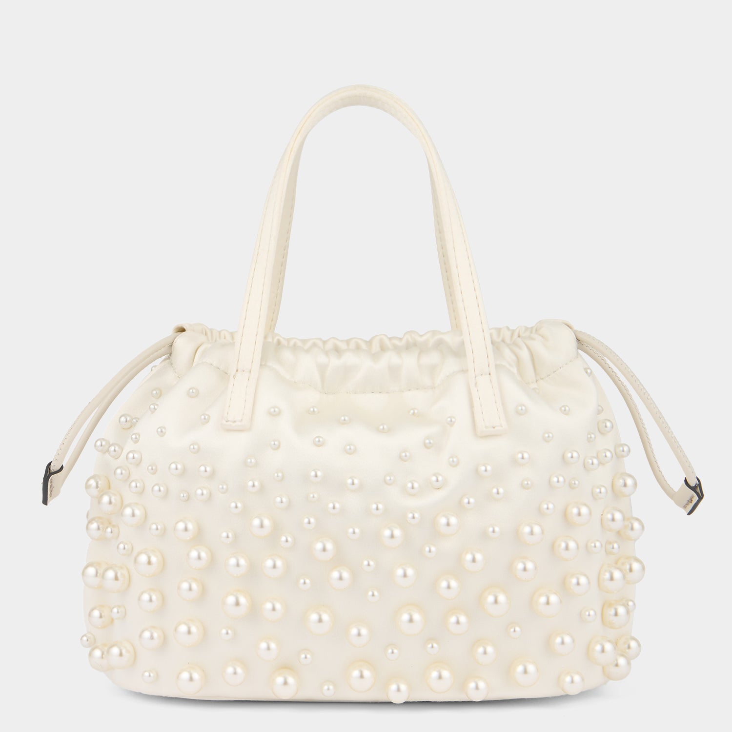 Pearls Drawstring Pouch -

          
            Satin/Suede Leather in Ivory -
          

          Anya Hindmarch UK
