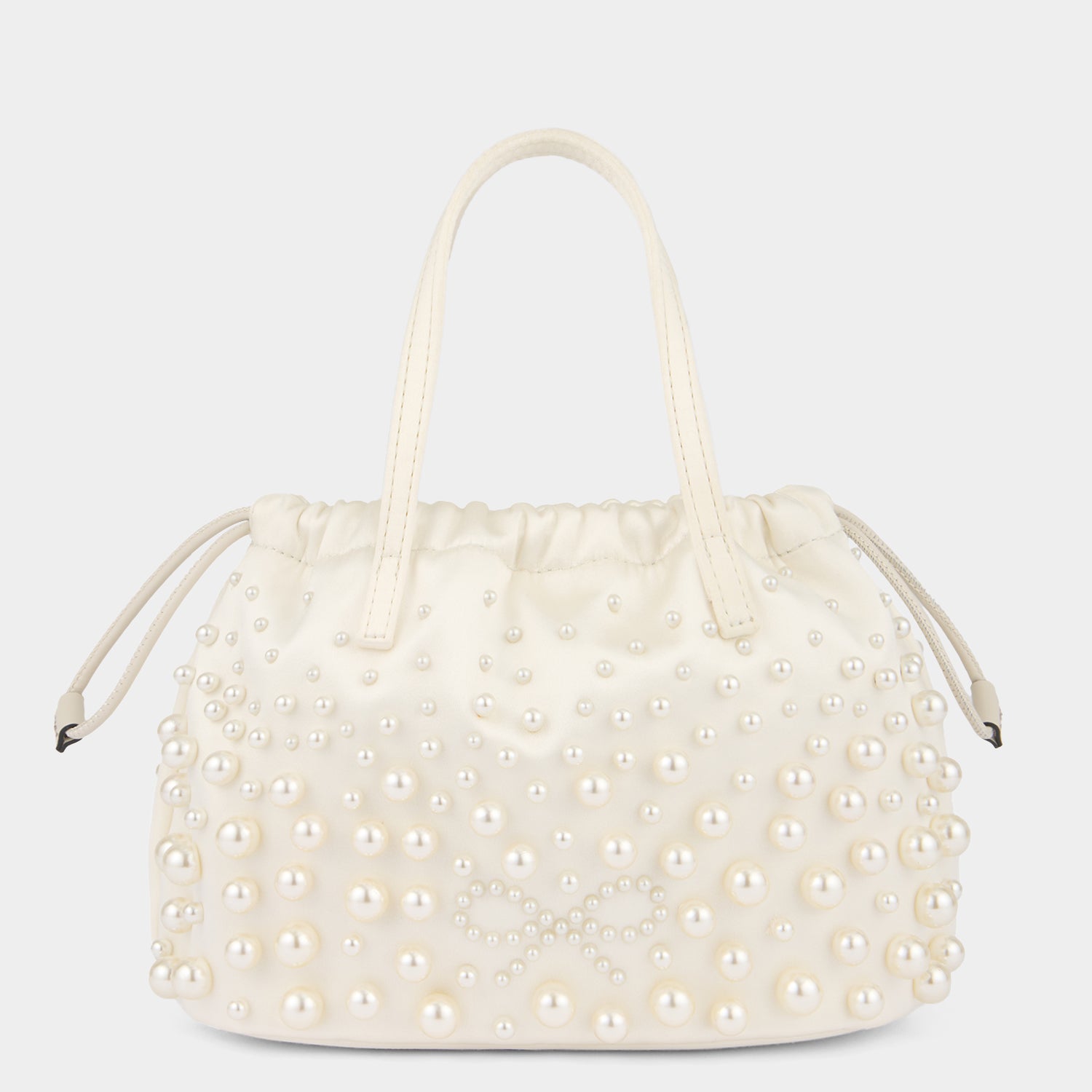 Pearls Drawstring Pouch -

          
            Satin/Suede Leather in Ivory -
          

          Anya Hindmarch UK
