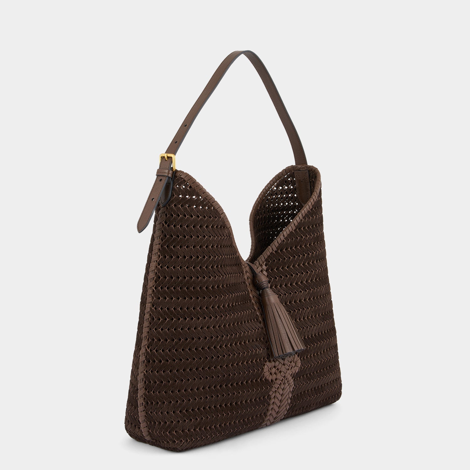 Neeson Tassel Hobo Bag -

          
            Suede Leather in Truffle -
          

          Anya Hindmarch UK
