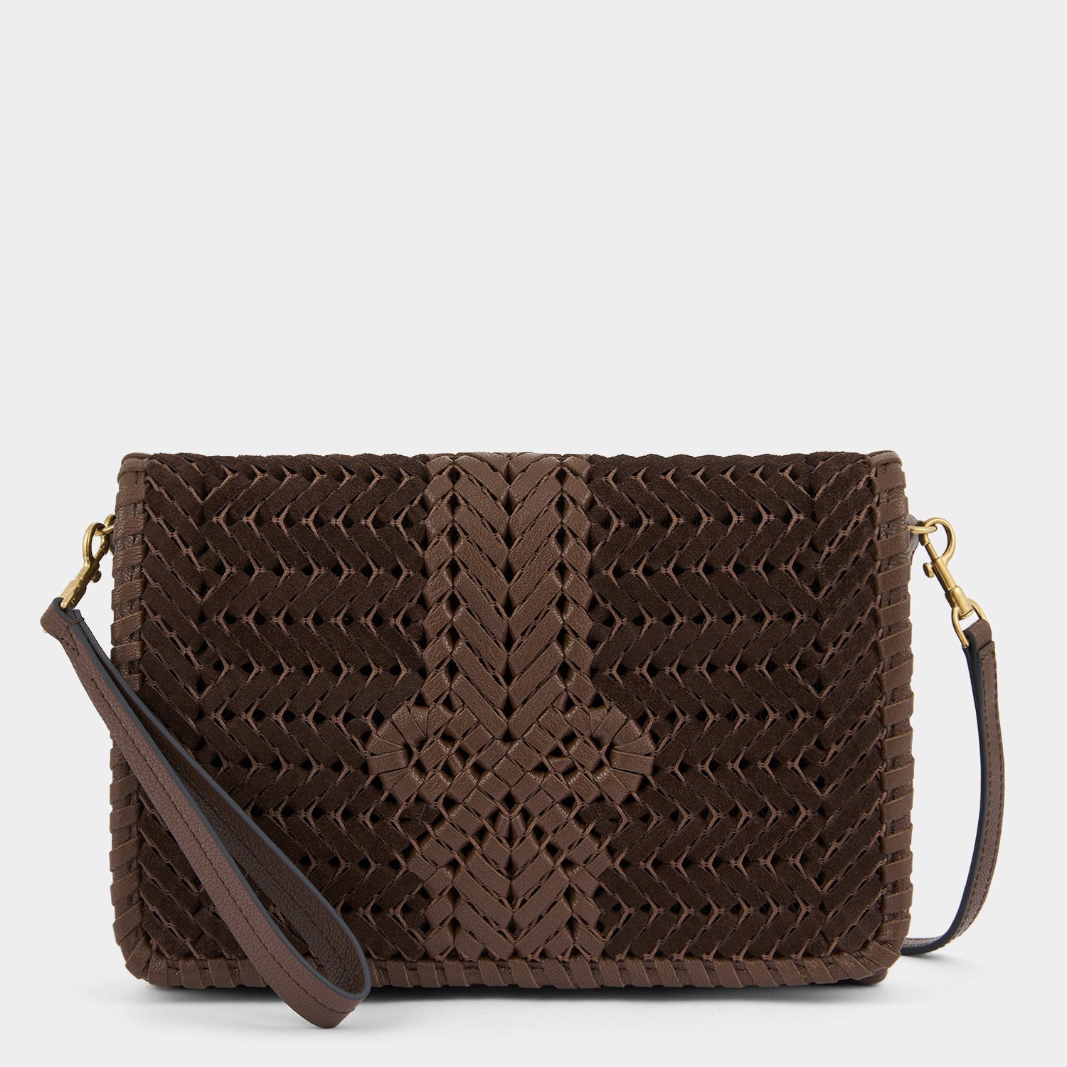 Neeson Cross-body -

          
            Suede Leather in Truffle -
          

          Anya Hindmarch UK
