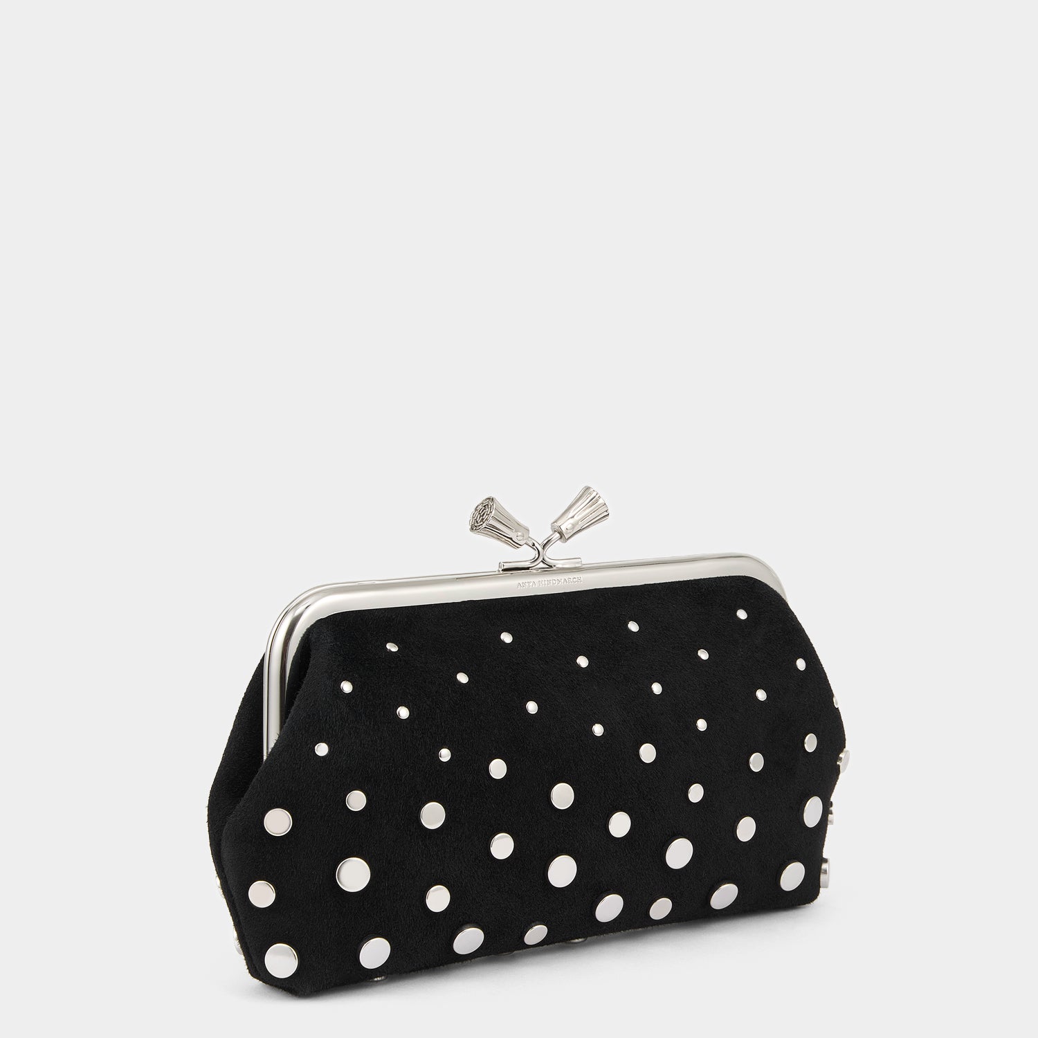 Maud Studs Tassel Clutch -

          
            Suede Leather in Black -
          

          Anya Hindmarch UK
