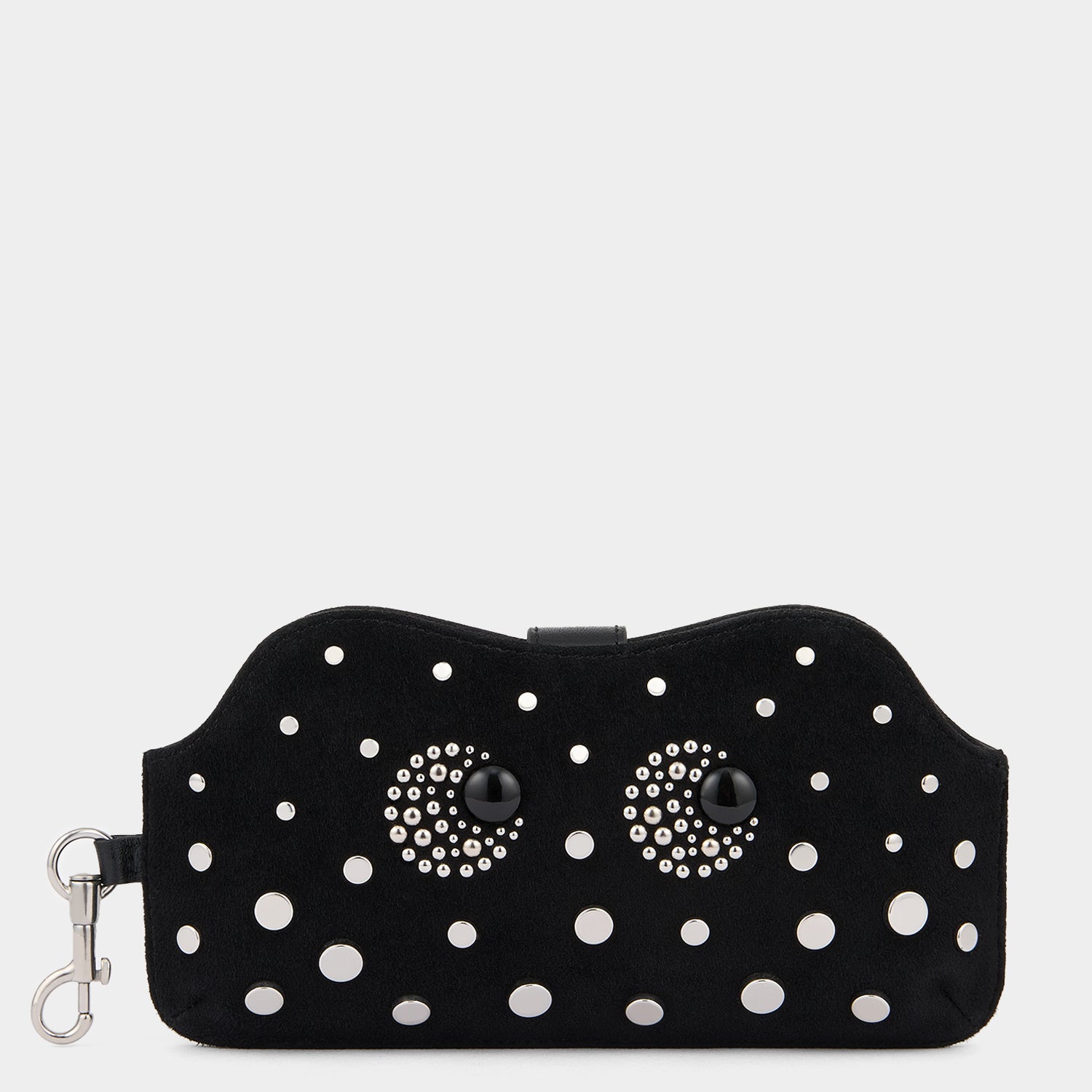 Eyes Studded Glasses Pouch -

          
            Suede/Satin Leather in Black -
          

          Anya Hindmarch UK
