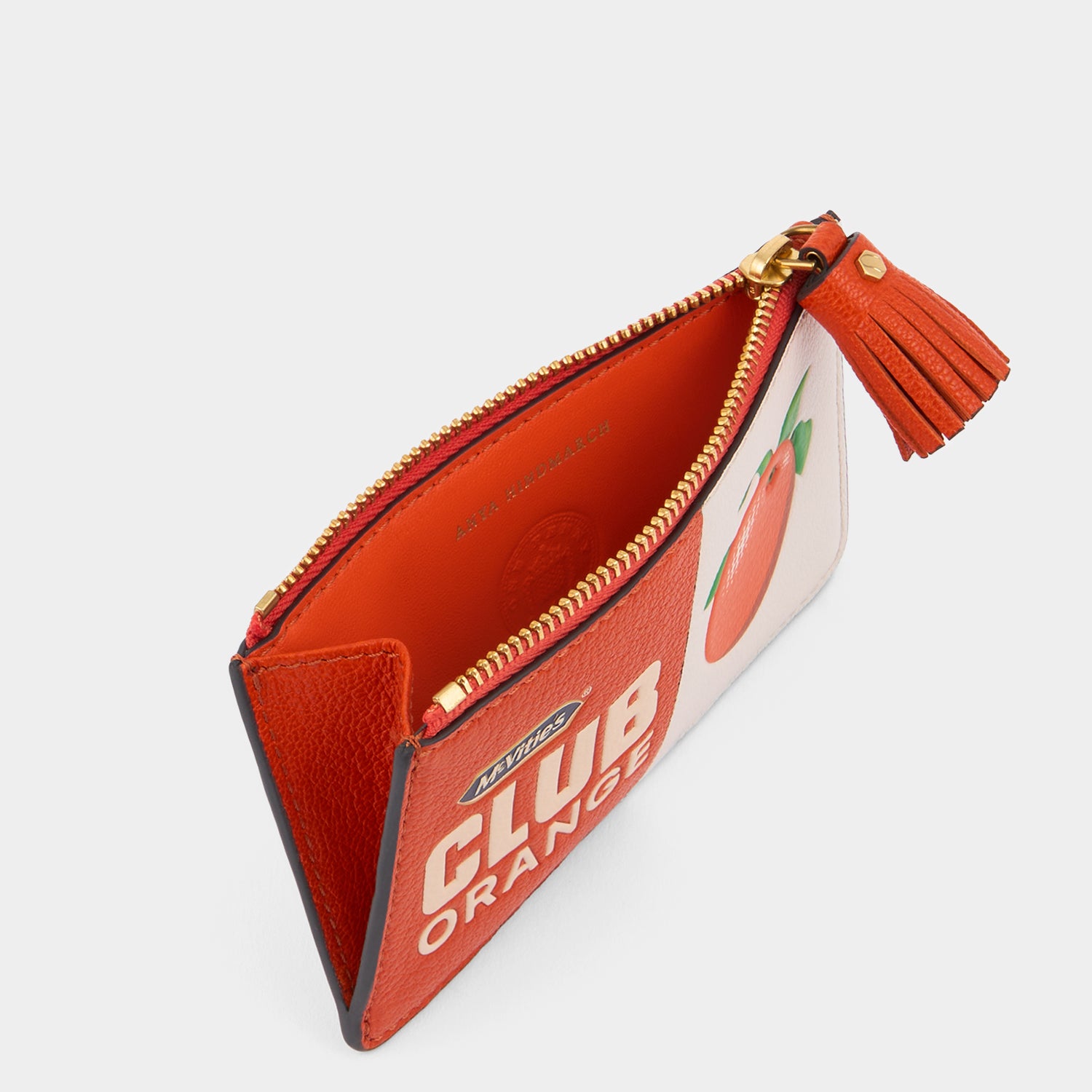 Anya Brands Club Orange Zip Card Case -

          
            Capra Leather in Clementine Orange -
          

          Anya Hindmarch UK
