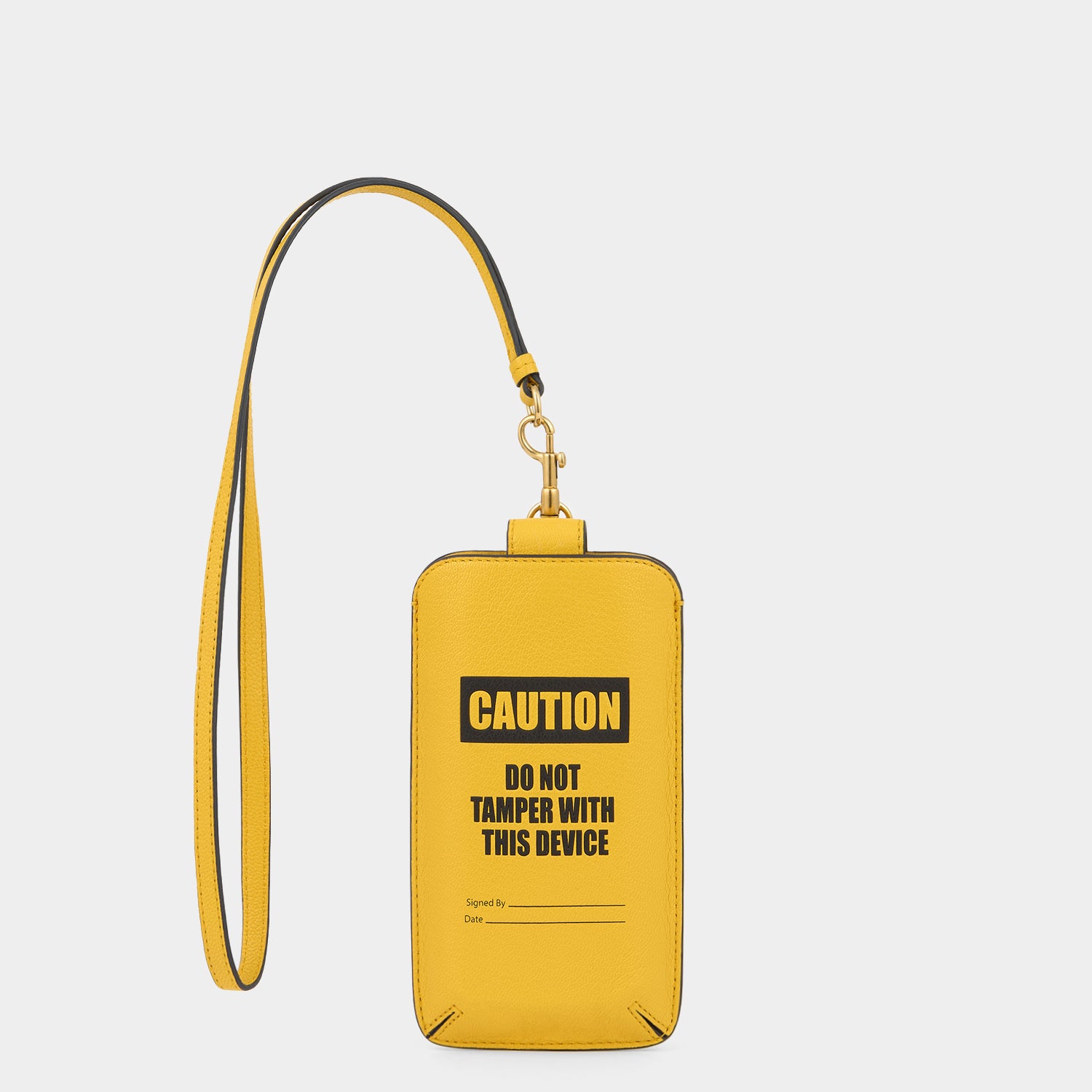 Caution Sunglasses Pouch -

          
            Capra Leather in Yellow -
          

          Anya Hindmarch UK
