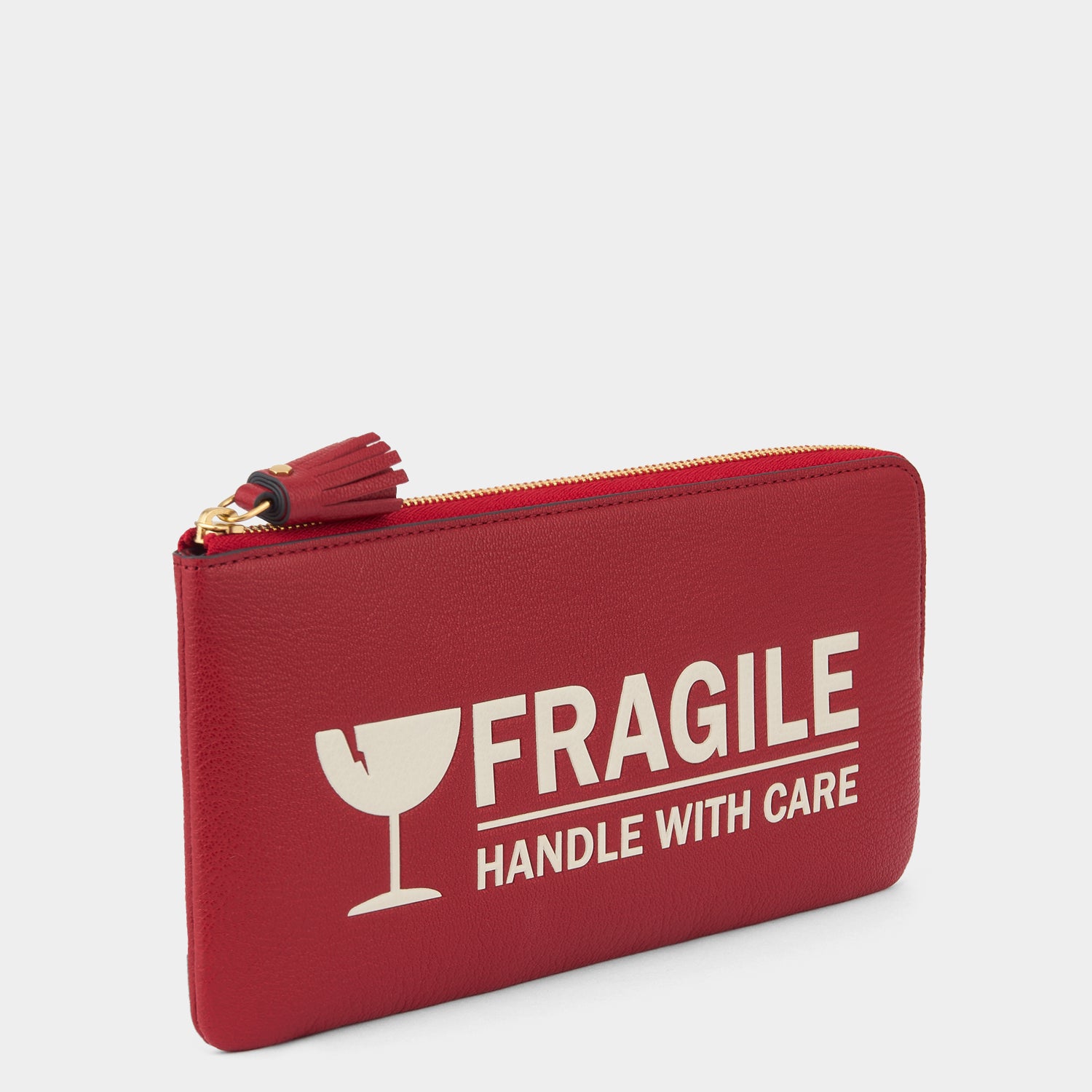 Fragile Zip Loose Pocket -

          
            Capra Leather in Red -
          

          Anya Hindmarch UK
