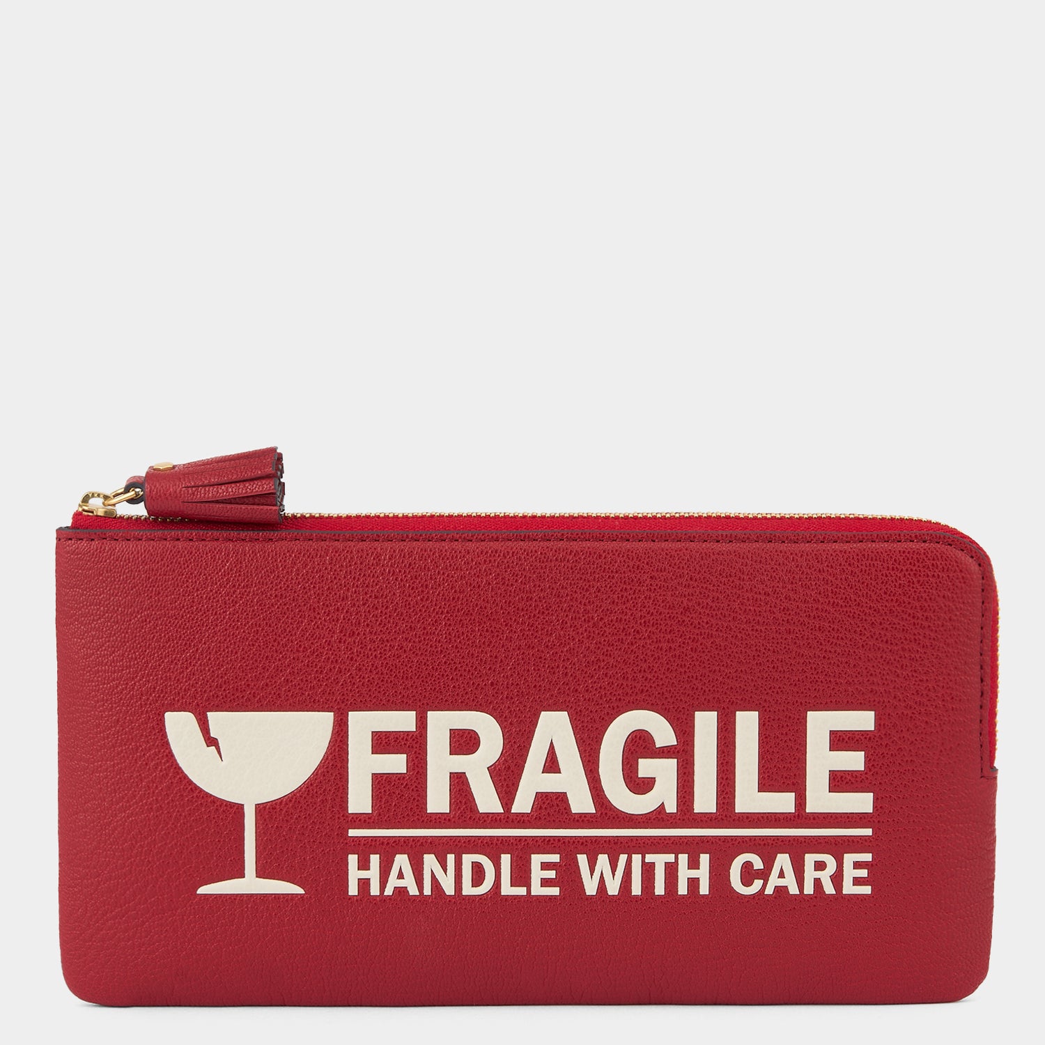 Fragile Zip Loose Pocket -

          
            Capra Leather in Red -
          

          Anya Hindmarch UK
