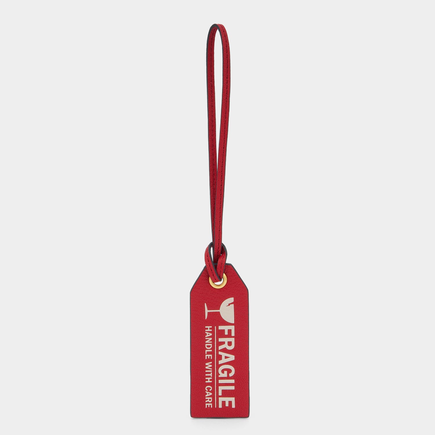 Fragile Luggage Label Charm -

          
            Capra Leather in Bright Red -
          

          Anya Hindmarch UK
