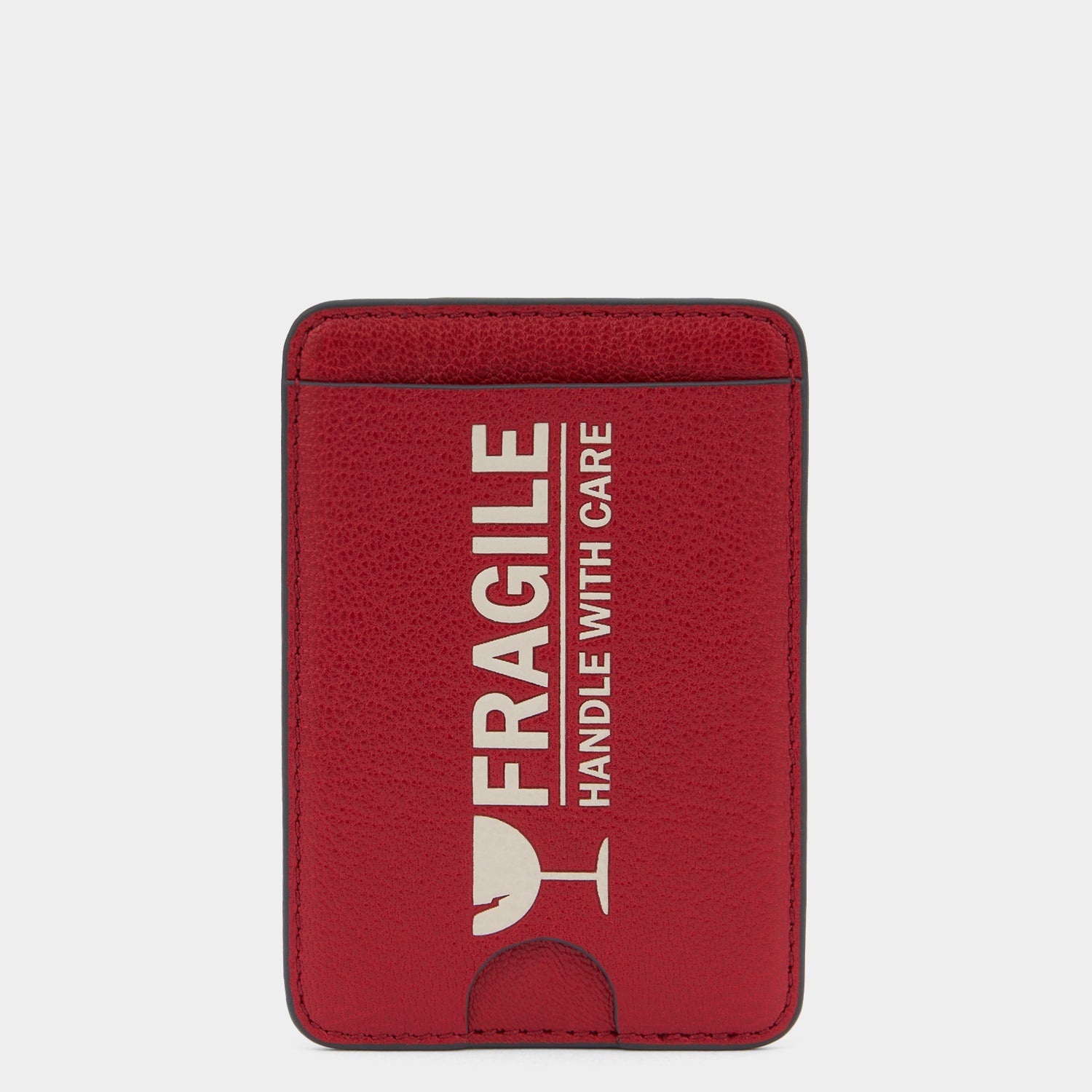 Fragile Magnetic Card Case -

          
            Capra Leather in Red -
          

          Anya Hindmarch UK
