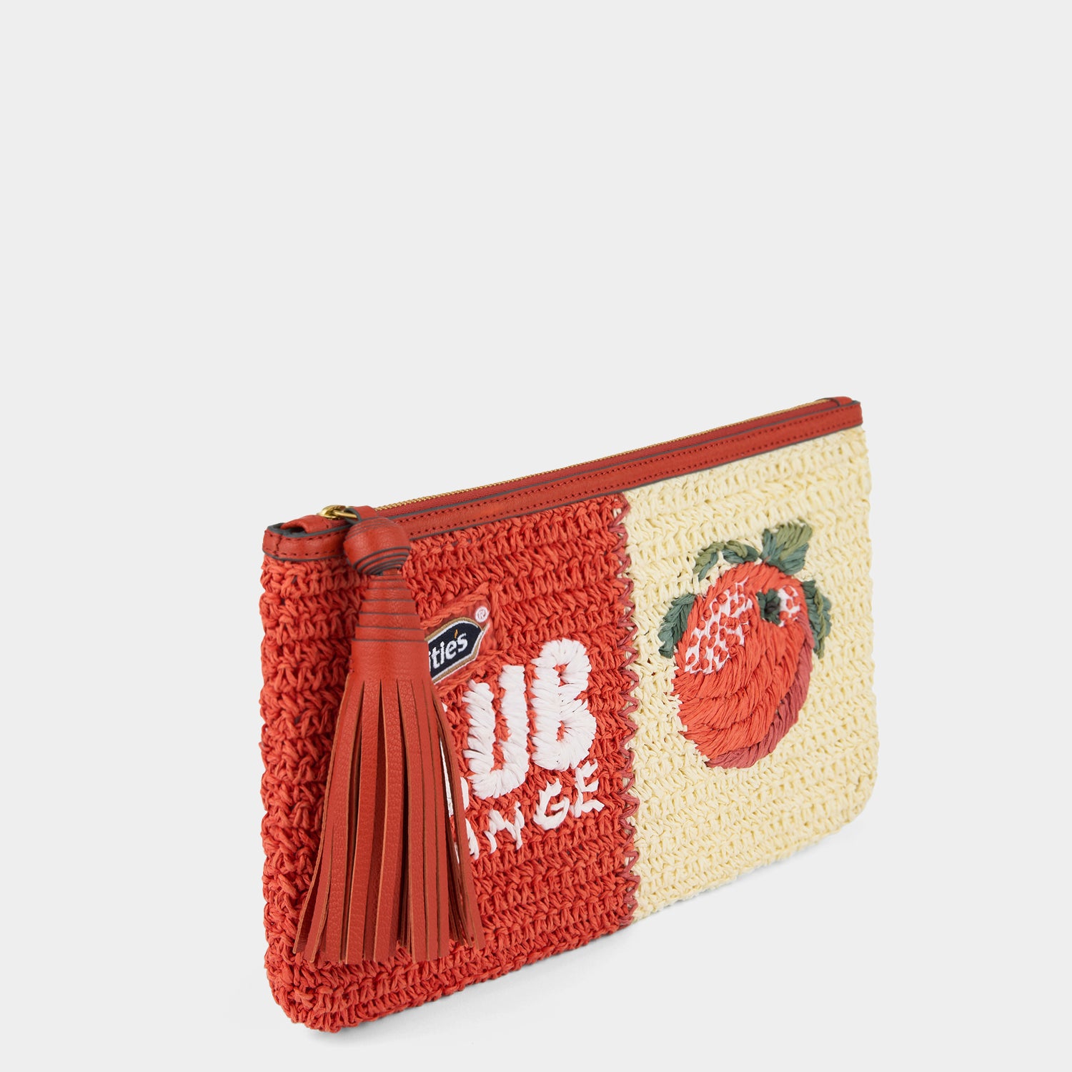 Anya Brands Club Orange Pochette -

          
            Paper Raffia in Clementine Orange/Chalk White -
          

          Anya Hindmarch UK
