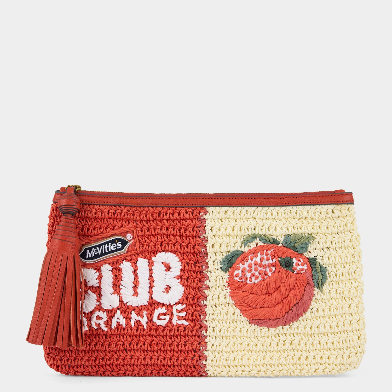 Anya Brands Club Orange Pochette -

          
            Paper Raffia in Clementine Orange/Chalk White -
          

          Anya Hindmarch UK
