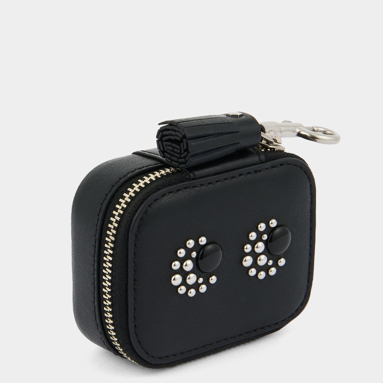 Eyes Studded Ear Phones Case -

          
            Satin Leather in Black -
          

          Anya Hindmarch UK
