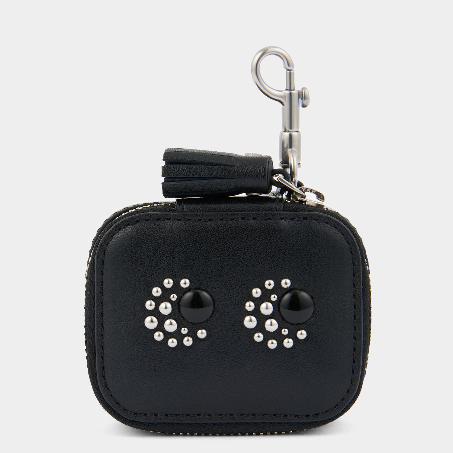 Eyes Studded Ear Phones Case -

          
            Satin Leather in Black -
          

          Anya Hindmarch UK
