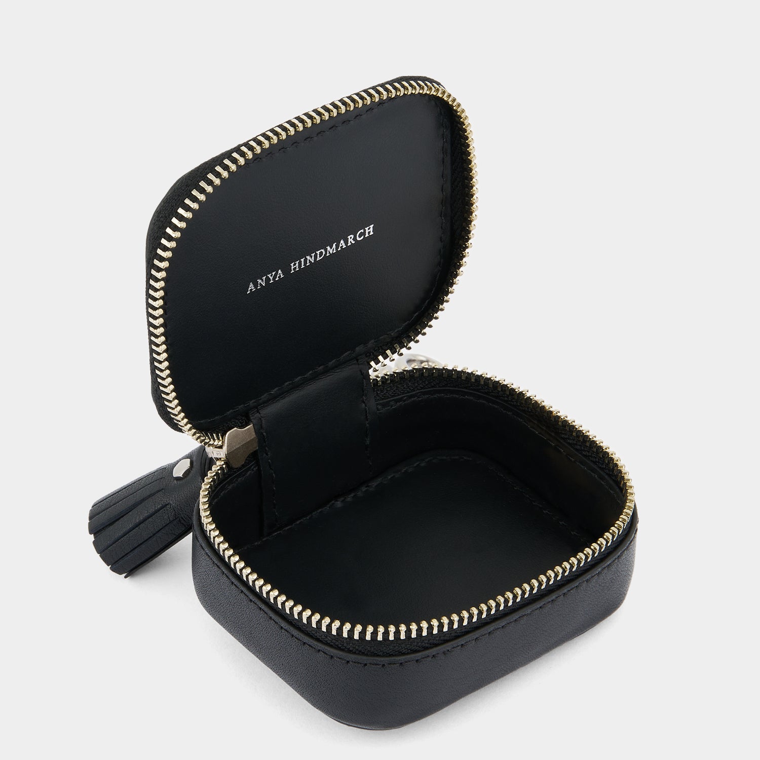 Eyes Studded Ear Phones Case -

          
            Satin Leather in Black -
          

          Anya Hindmarch UK
