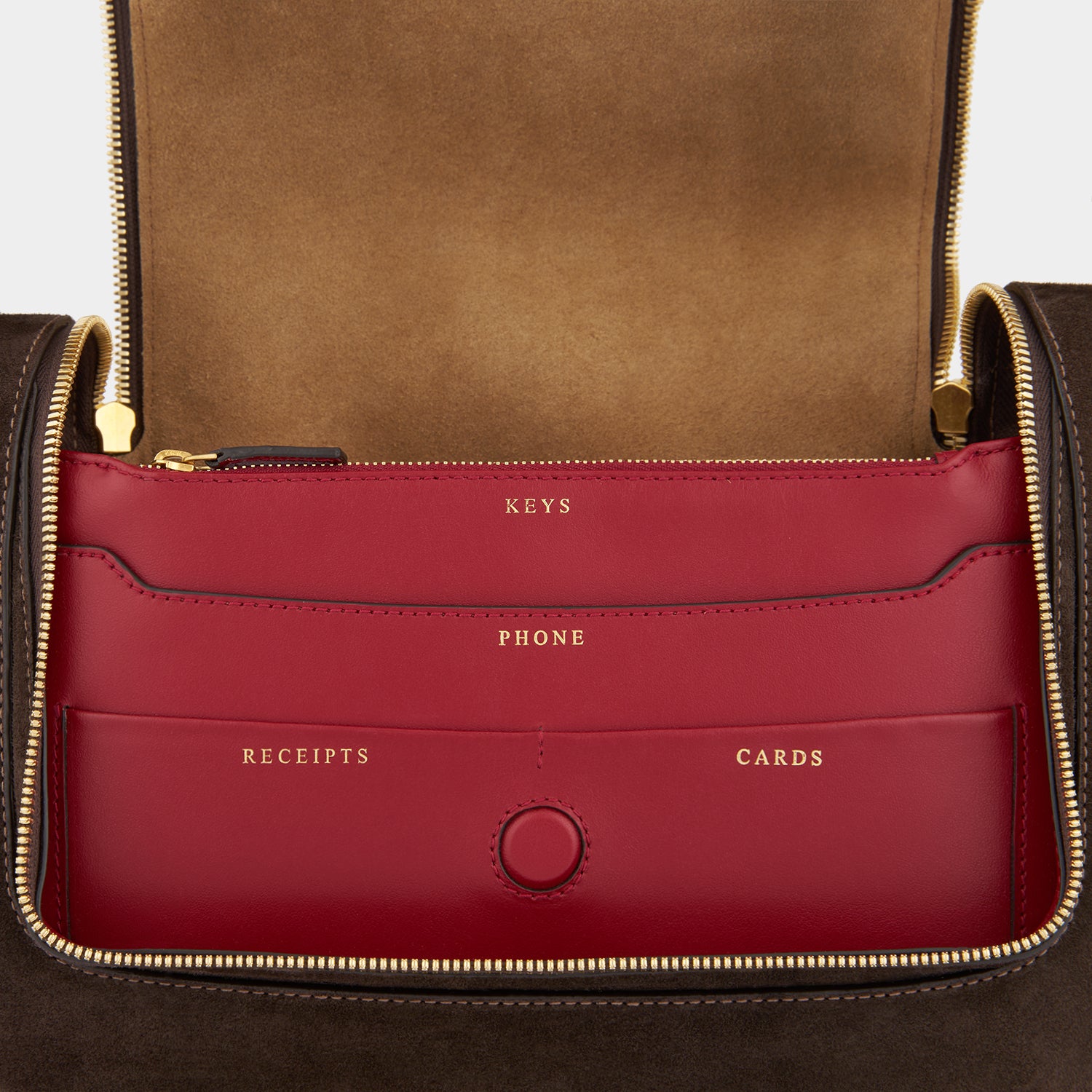 Vere Shoulder Bag -

          
            Suede/Calf Leather in Truffle -
          

          Anya Hindmarch UK
