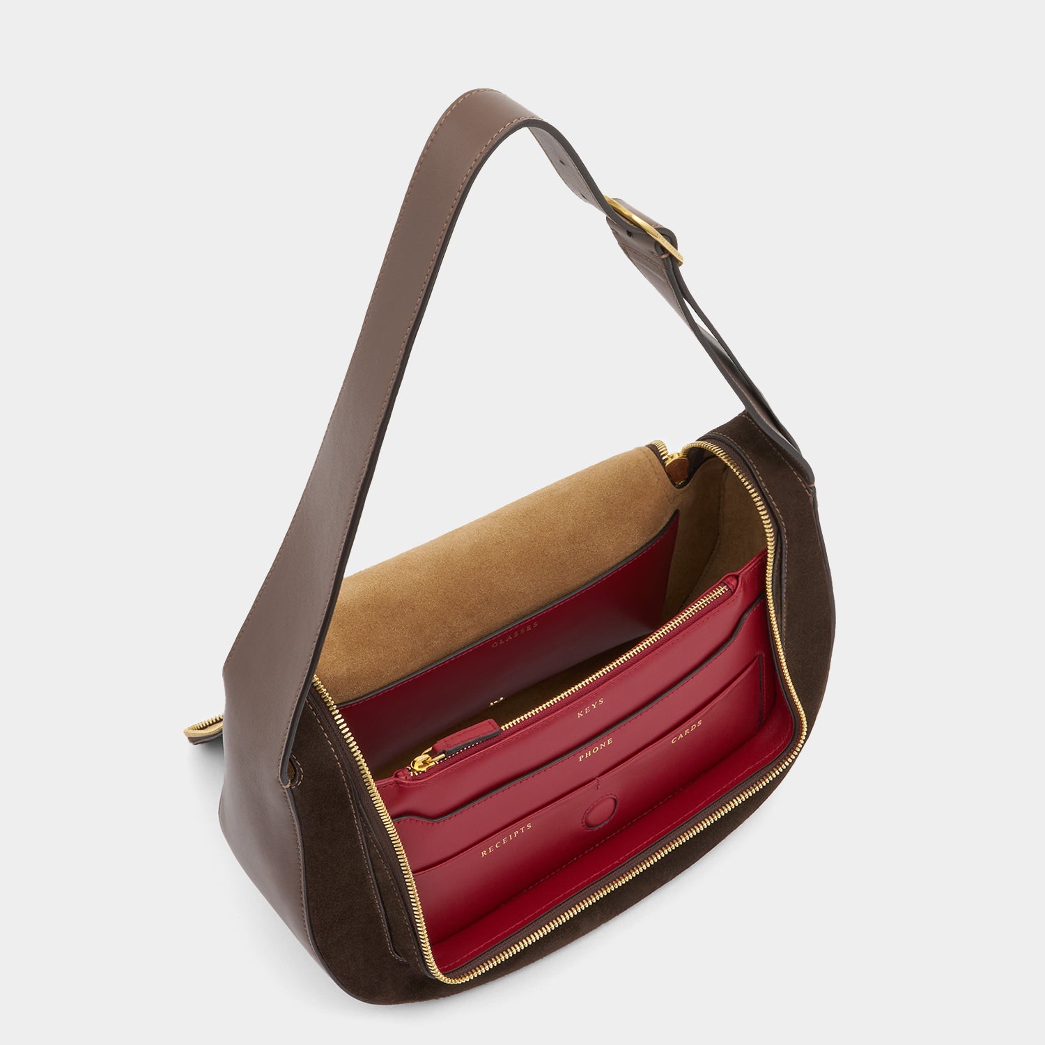 Vere Shoulder Bag -

          
            Suede/Calf Leather in Truffle -
          

          Anya Hindmarch UK
