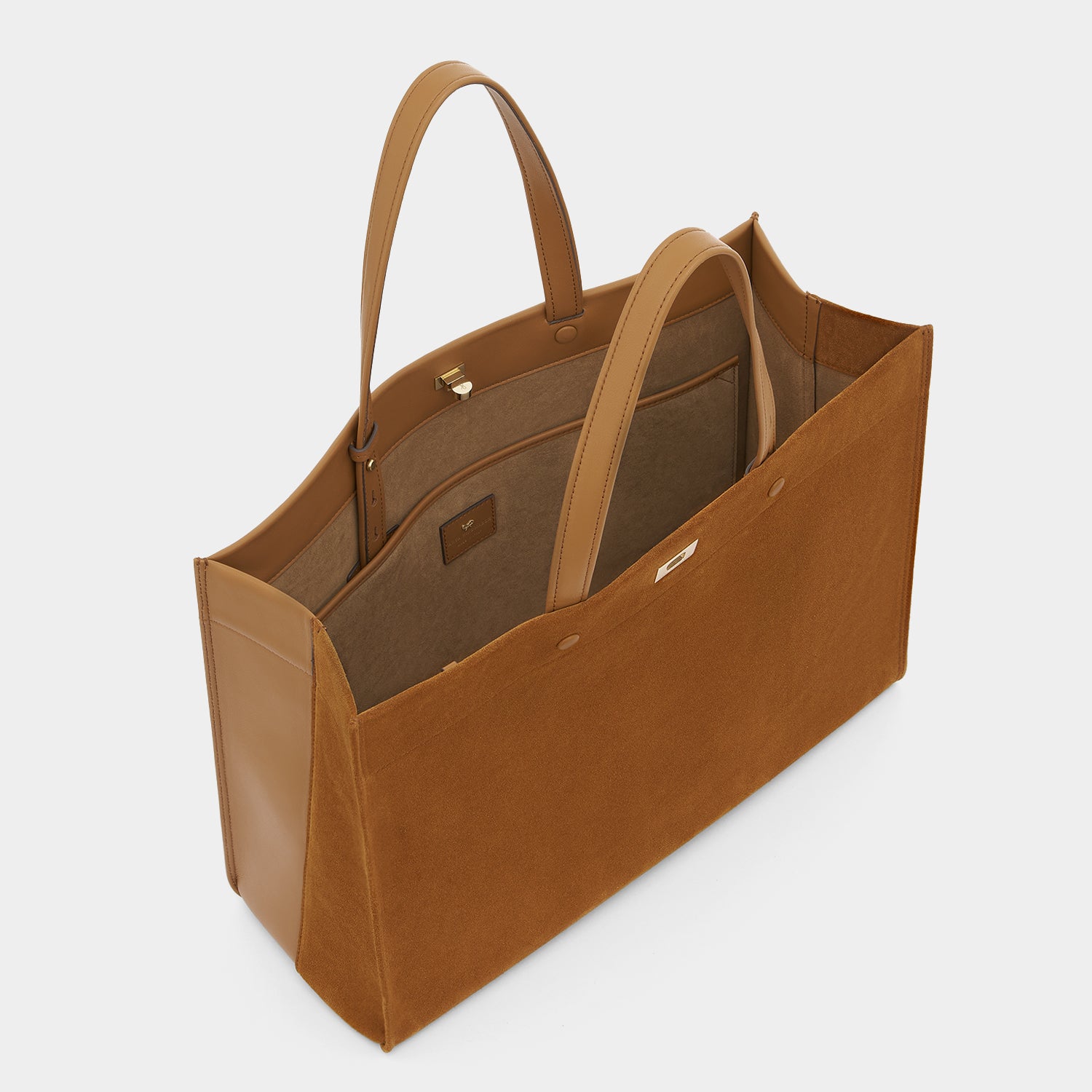 Mortimer Tote -

          
            Suede/Calf Leather in Manilla Beige -
          

          Anya Hindmarch UK
