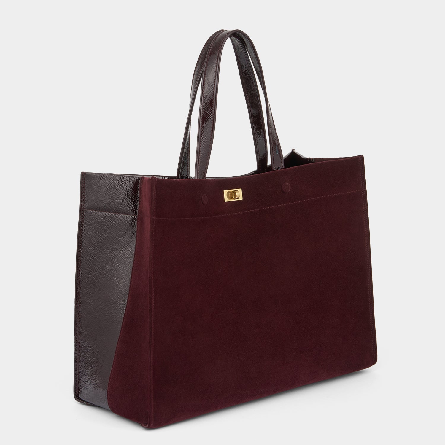 Mortimer Tote -

          
            Suede/Patent Leather in Grape -
          

          Anya Hindmarch UK
